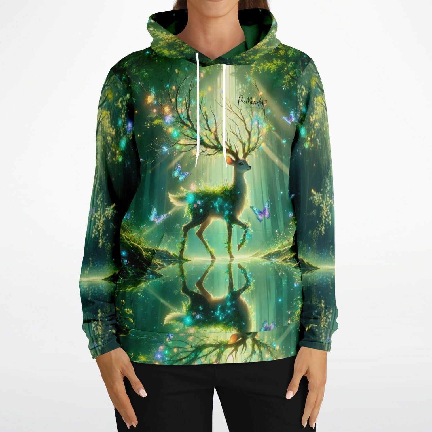 Dreamer Hoodie Wächter der verborgenen Lichtung mit magischem Hirsch Motiv im Stil von Diamond Painting Kunst