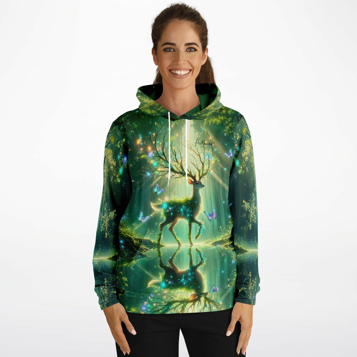 Dreamer Hoodie mit Wald-Motiv Wächter der verborgenen Lichtung, inspiriert von Diamond Painting und Malen nach Zahlen Kunst