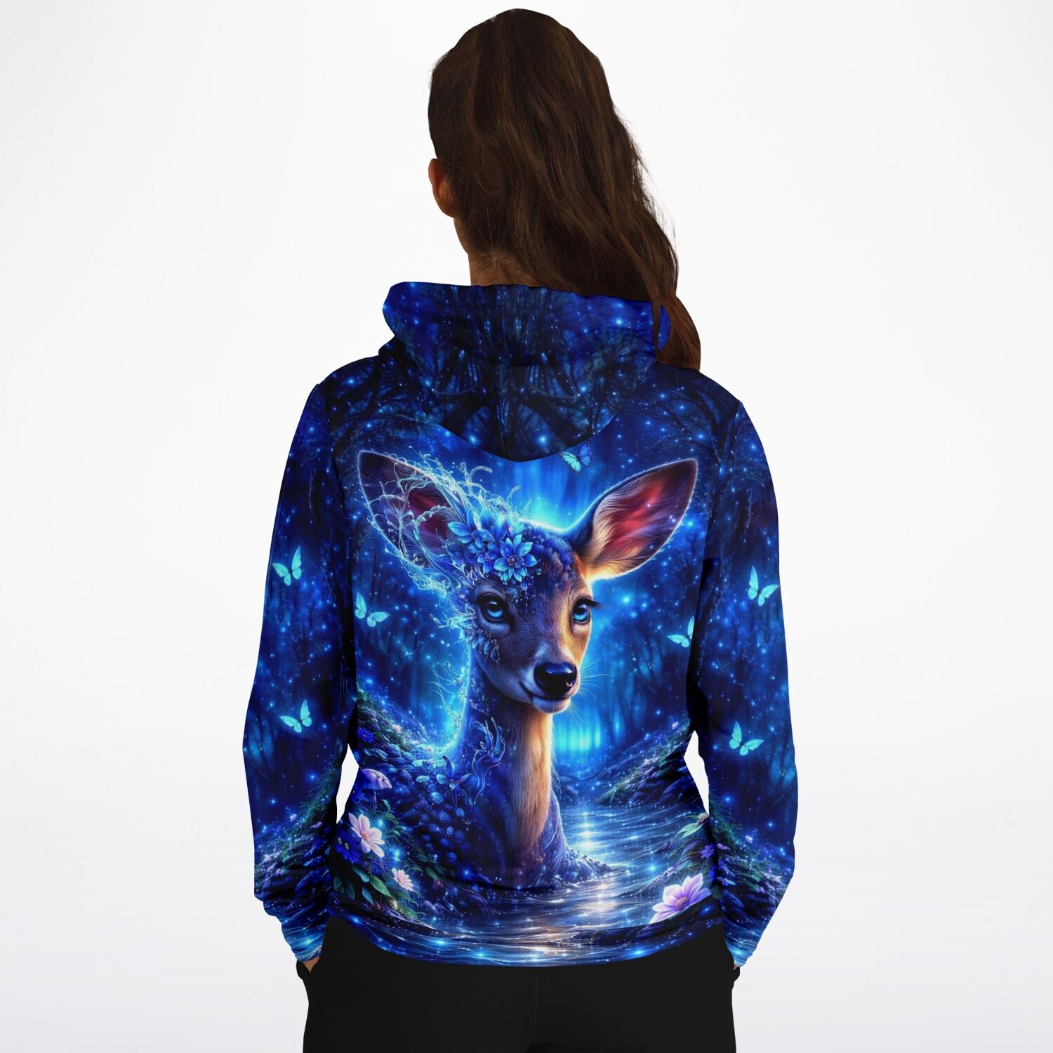 Dreamer Hoodie Hüterin des Herzens mit mystischem Reh-Motiv in Blau für Fans von Diamond Painting und Malen nach Zahlen
