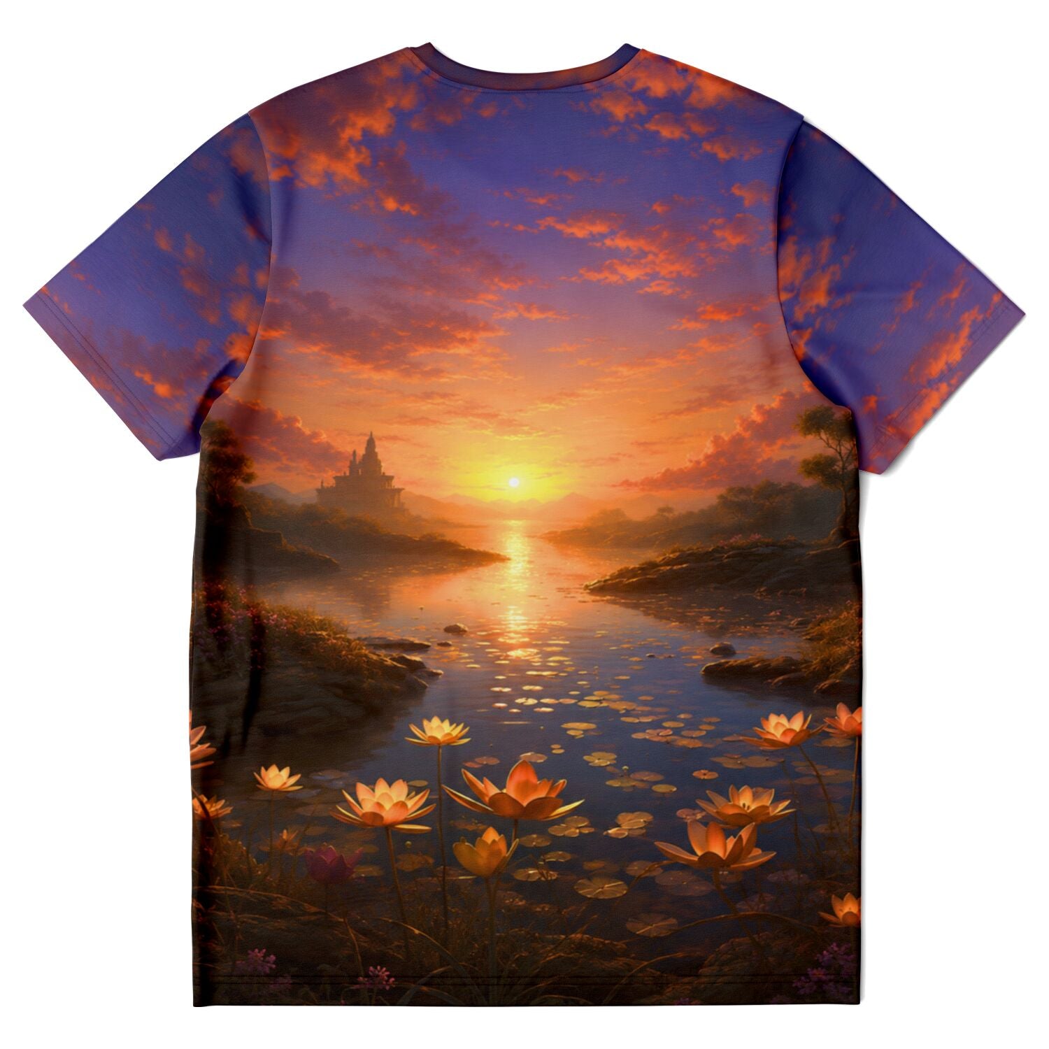 T-Shirt mit künstlerischem Sonnenuntergang-Landschaftsmotiv, ideal für Fans von Malen nach Zahlen und Diamond Painting.