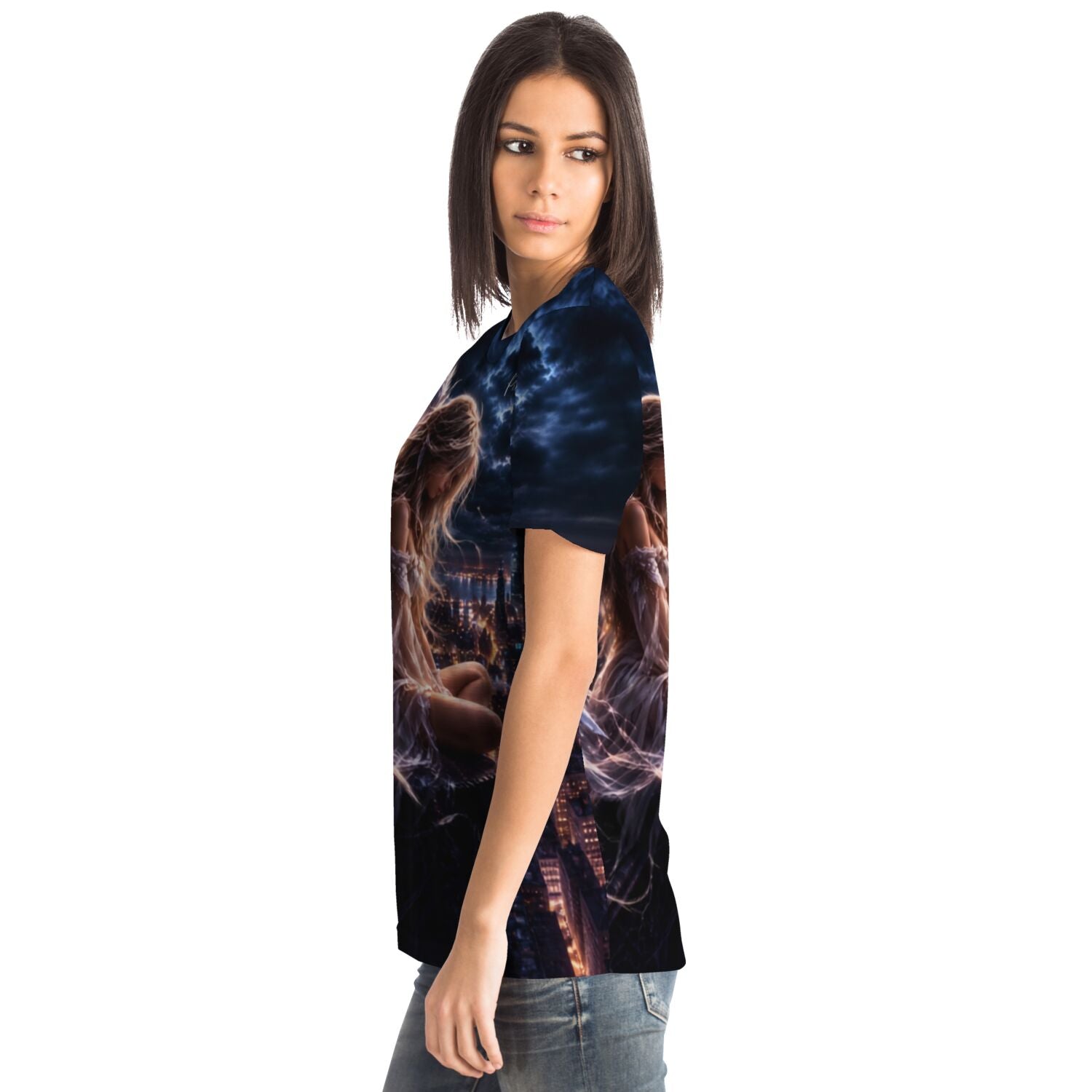 Dreamer T-Shirt mit verträumtem Stadt-Motiv im Stil von Diamond Painting Kunst für Fans von Malen nach Zahlen