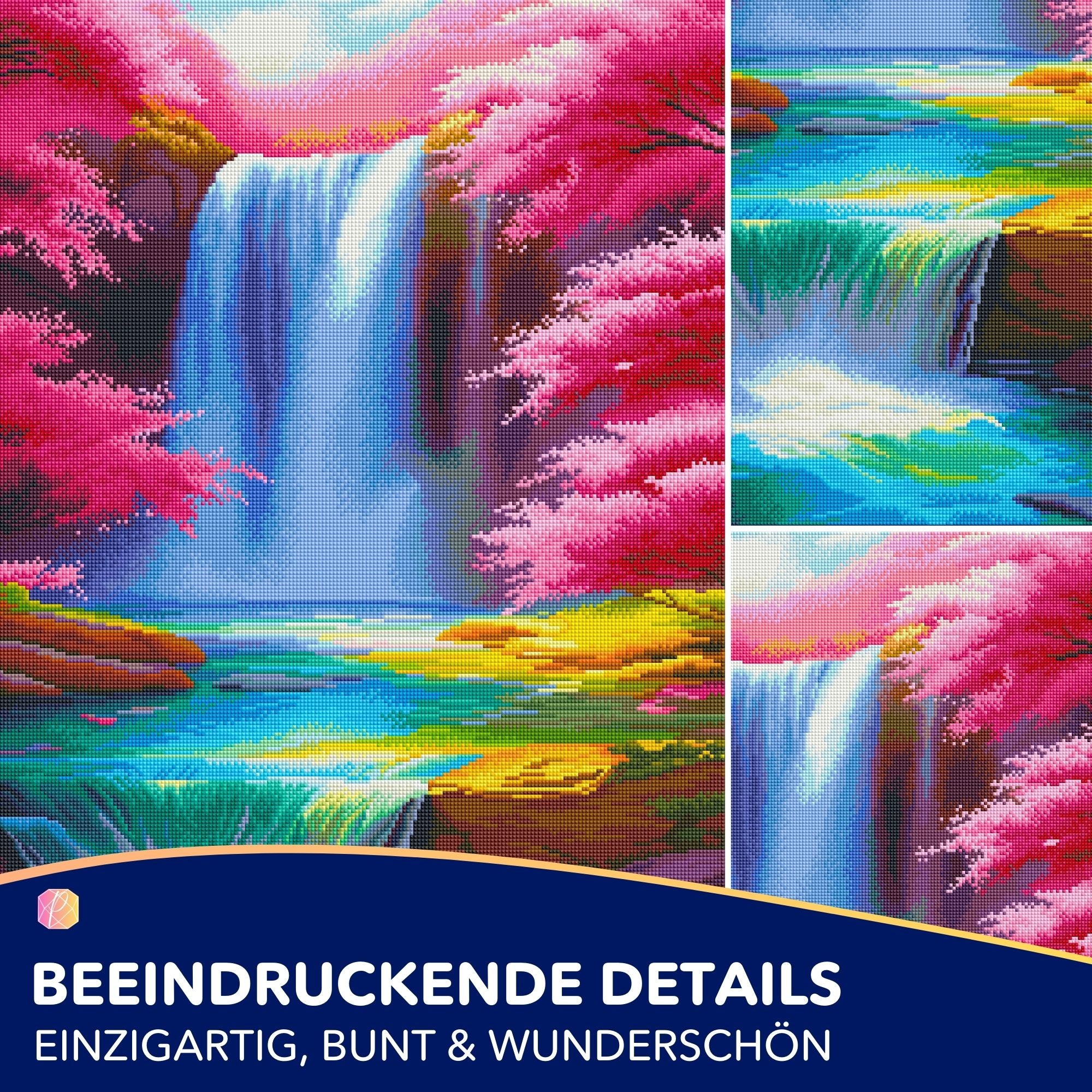 Diamond Painting - Kirschblüten am Wasserfall