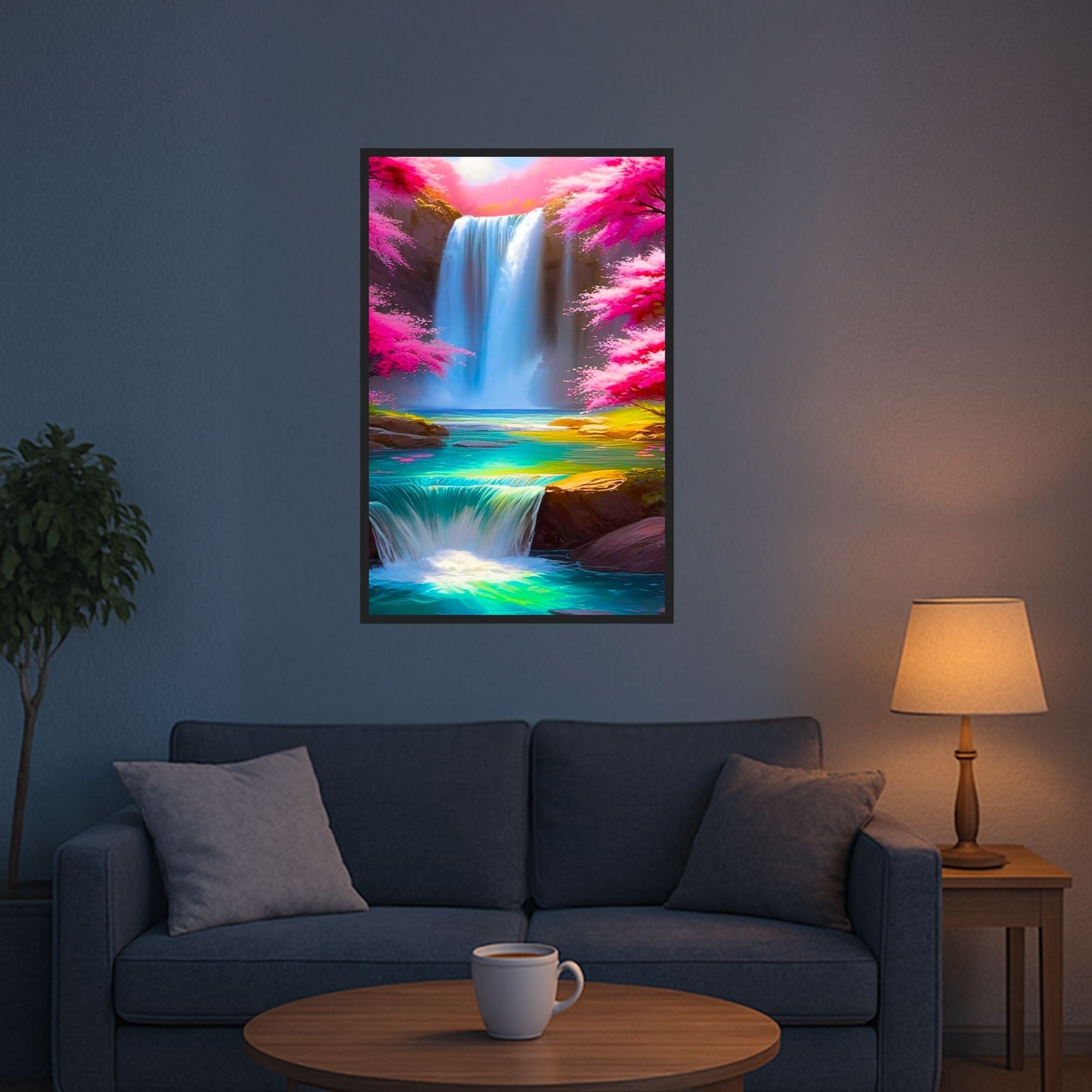 Diamond Painting - Kirschblüten am Wasserfall