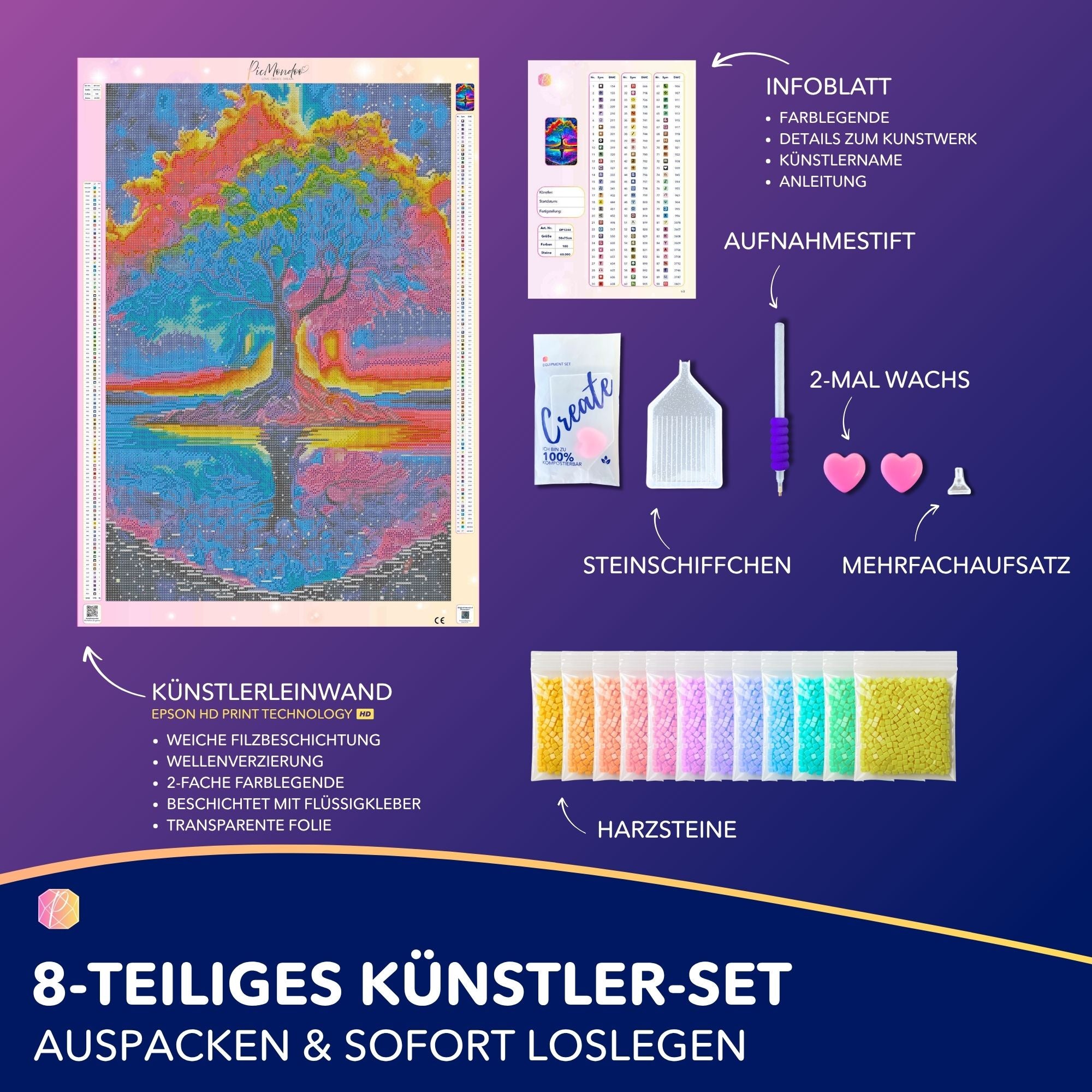 Diamond Painting 100 Farben Special - Rainbow Tree
