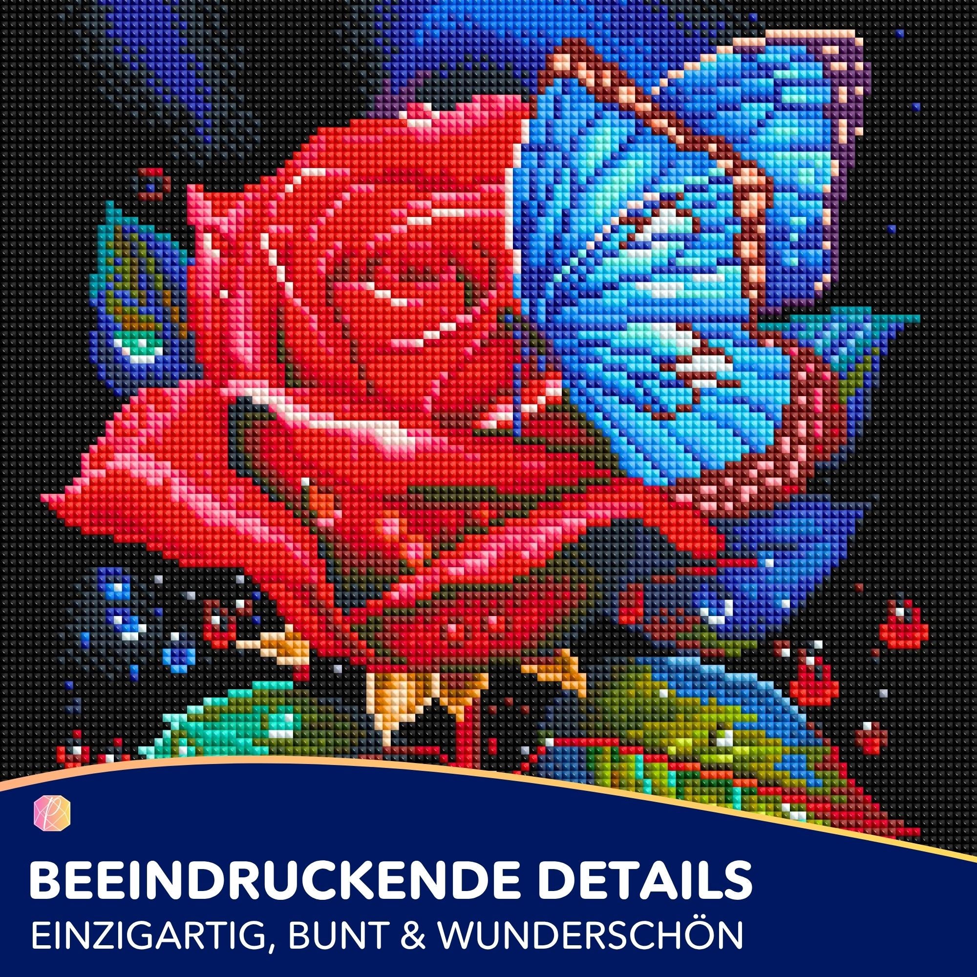 Diamond Painting - Rote Rose trifft blauen Schmetterling
