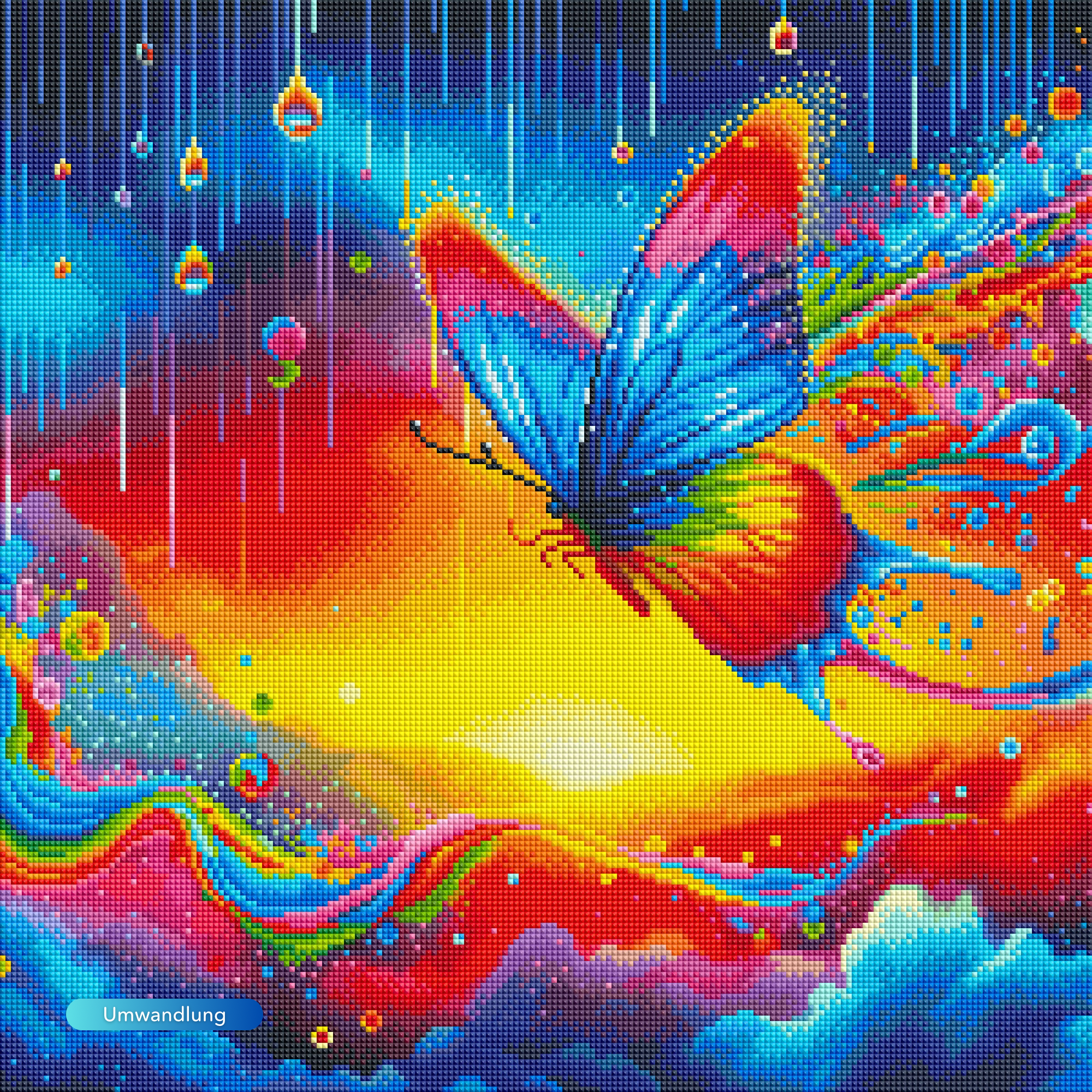 Diamond Painting 100 Farben Special - Schmetterlinge im Regenbogenfluss