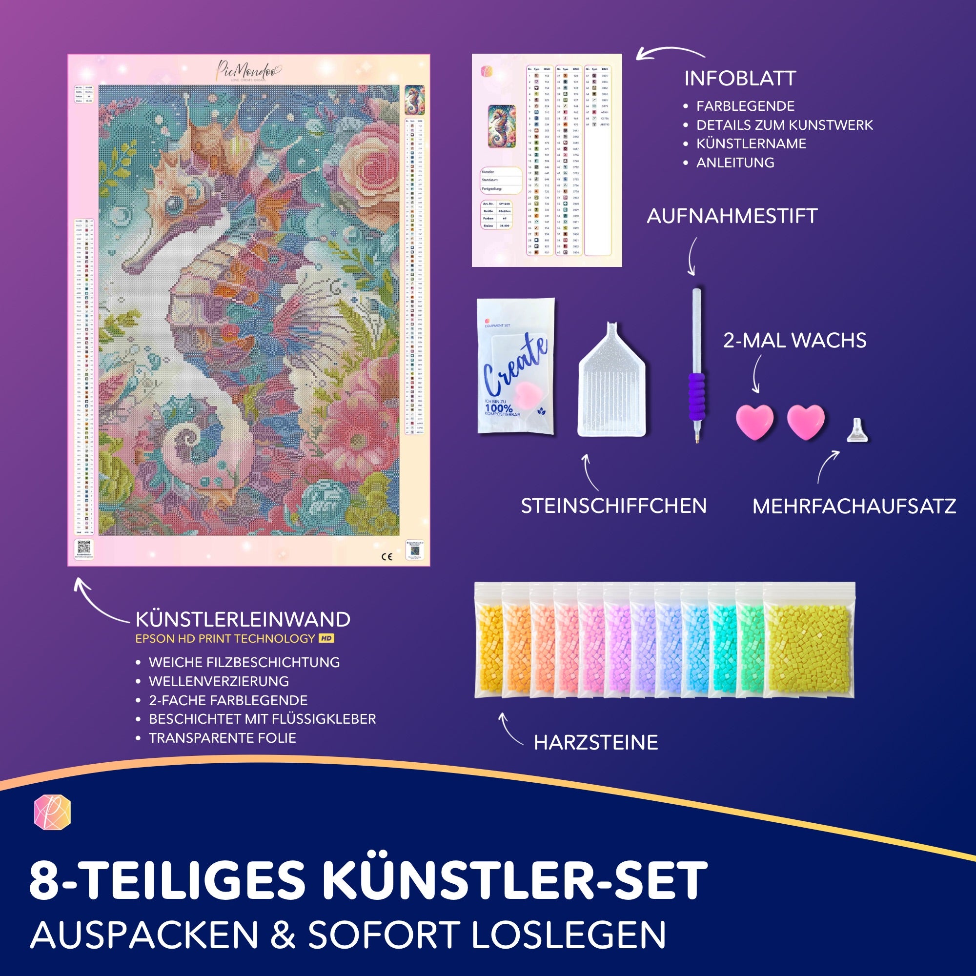 Diamond Painting - Seepferdchen Blütentraum