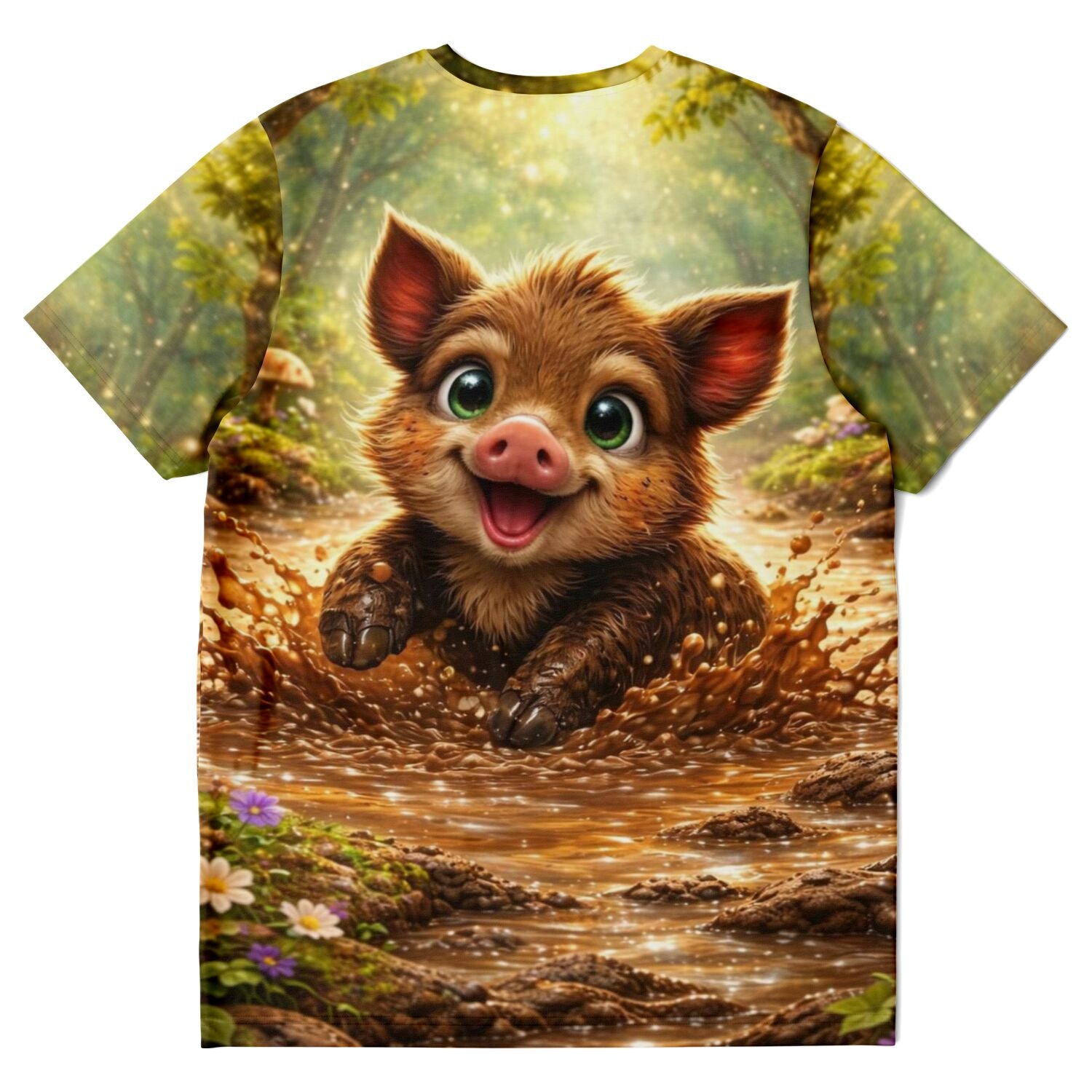 T-Shirt Pfützenglück mit niedlichem Wildschwein-Motiv, ideal als Inspiration für Diamond Painting oder Malen nach Zahlen