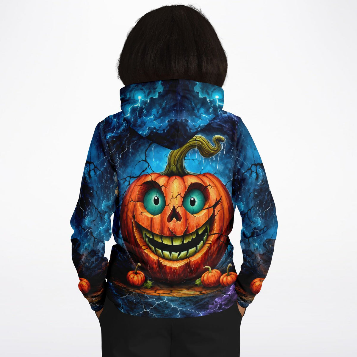 Dreamer Hoodie Lächeln mit Nebenwirkungen mit Kürbis Motiv in blauem Gewitter-Design für Fans von kreativer Mode