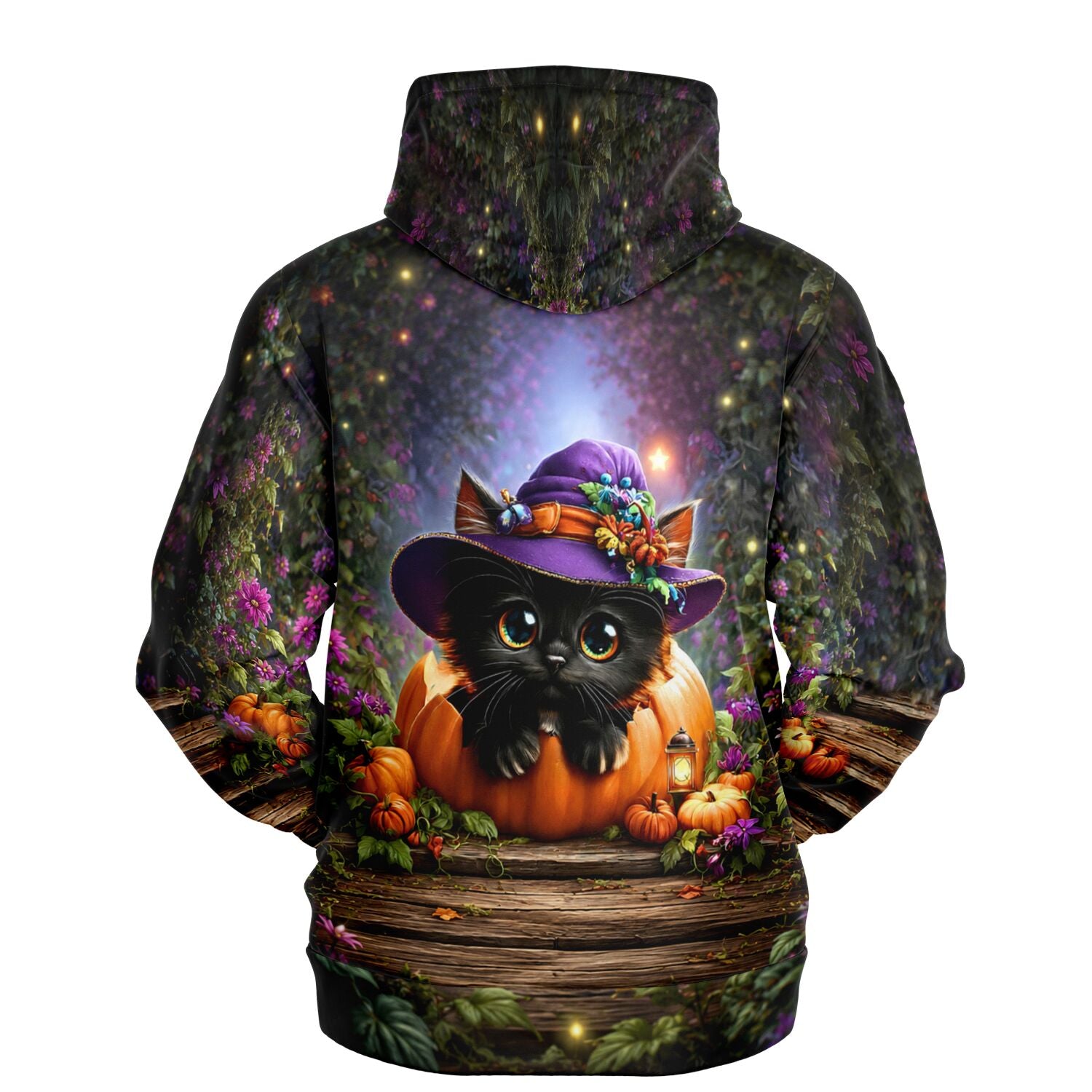 Dreamer Hoodie Herbstpfötchen mit süßer Katze im Hexenhut und Kürbis, perfekt für Fans von Malen nach Zahlen Motiven