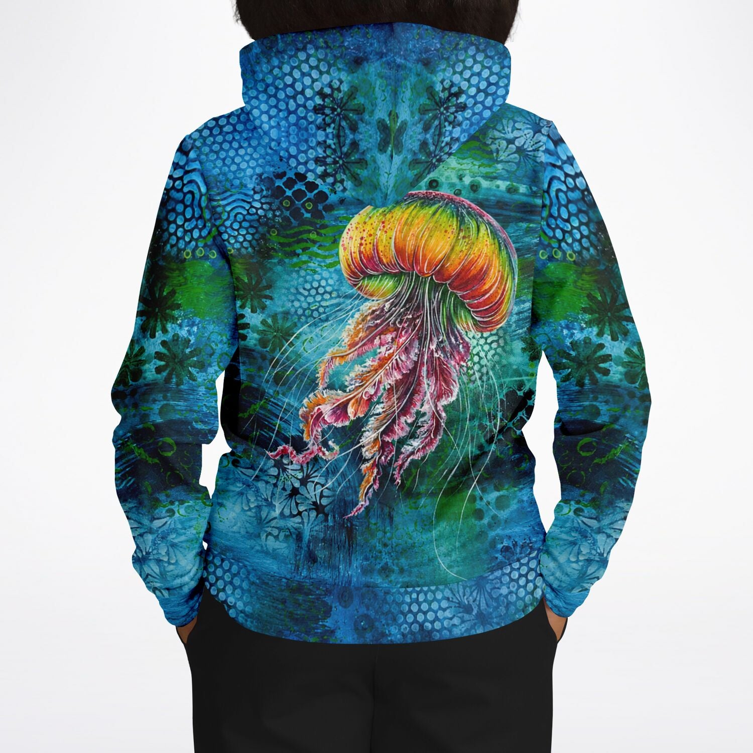 Dreamer Hoodie Medusa Solaris Fullprint mit farbenfrohem Quallen-Motiv im Stil unserer Diamond Painting Kunstdrucke