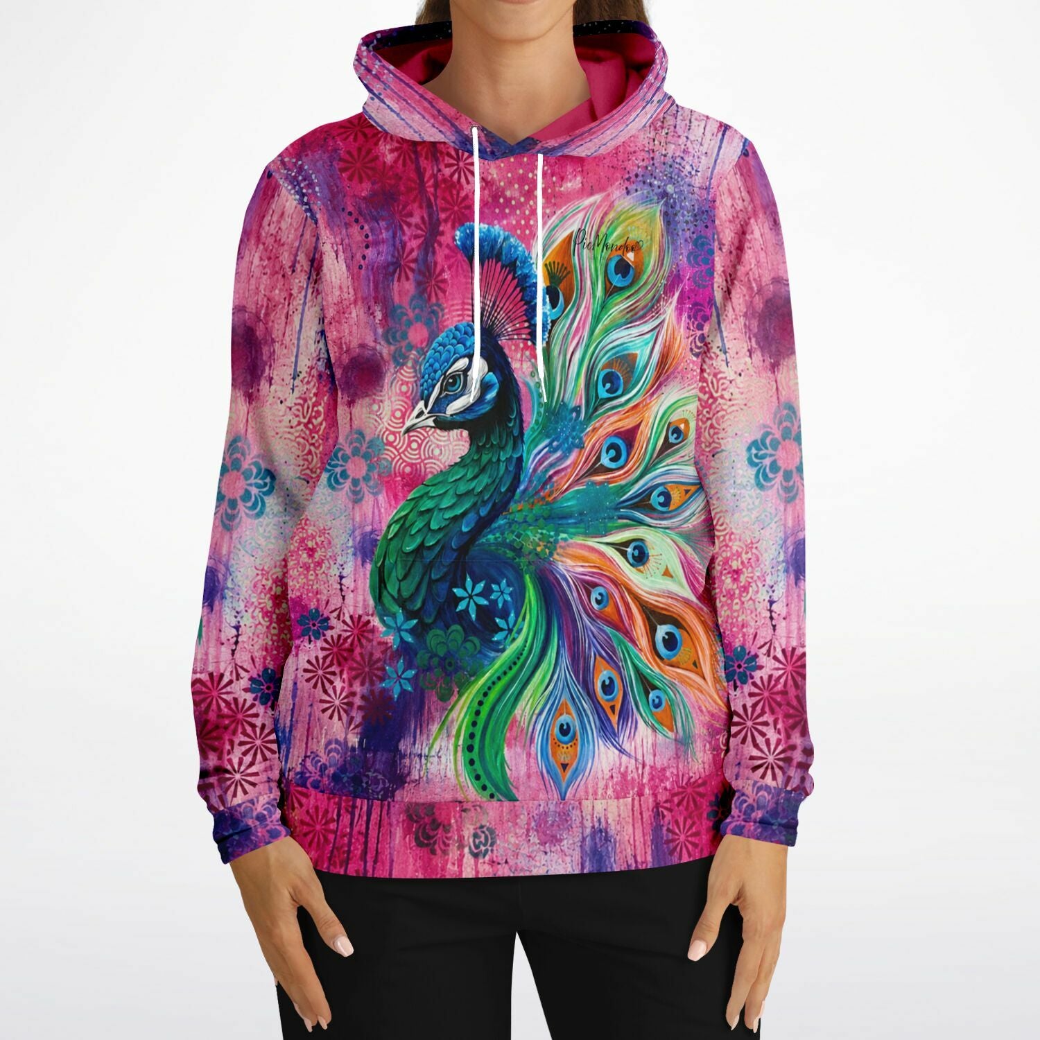 Dreamer Hoodie mit farbenfrohem Pfau-Motiv im Stil unserer Malen nach Zahlen und Diamond Painting Kunstwerke