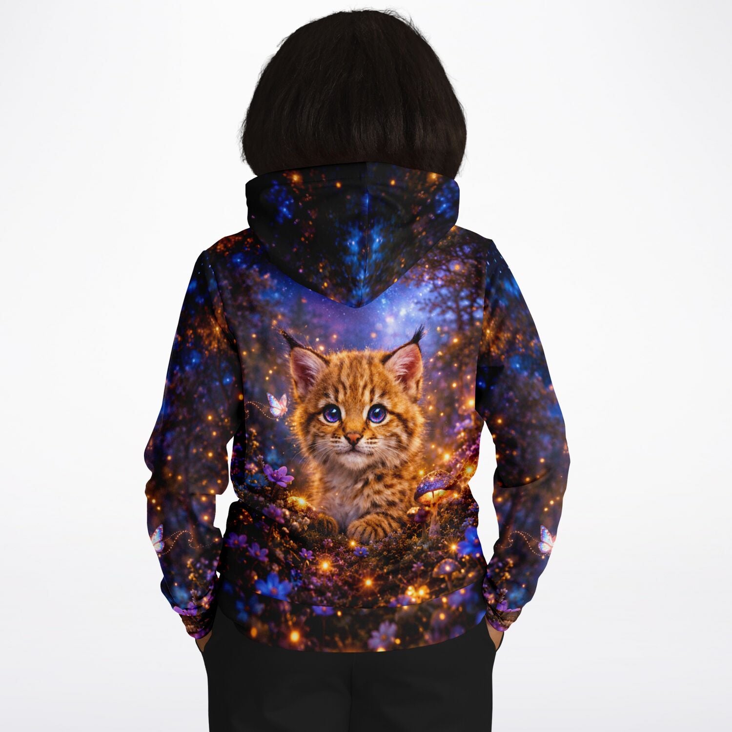 Dreamer Hoodie mit magischem Luchs-Motiv im Stil von Diamond Painting Kunstwerken