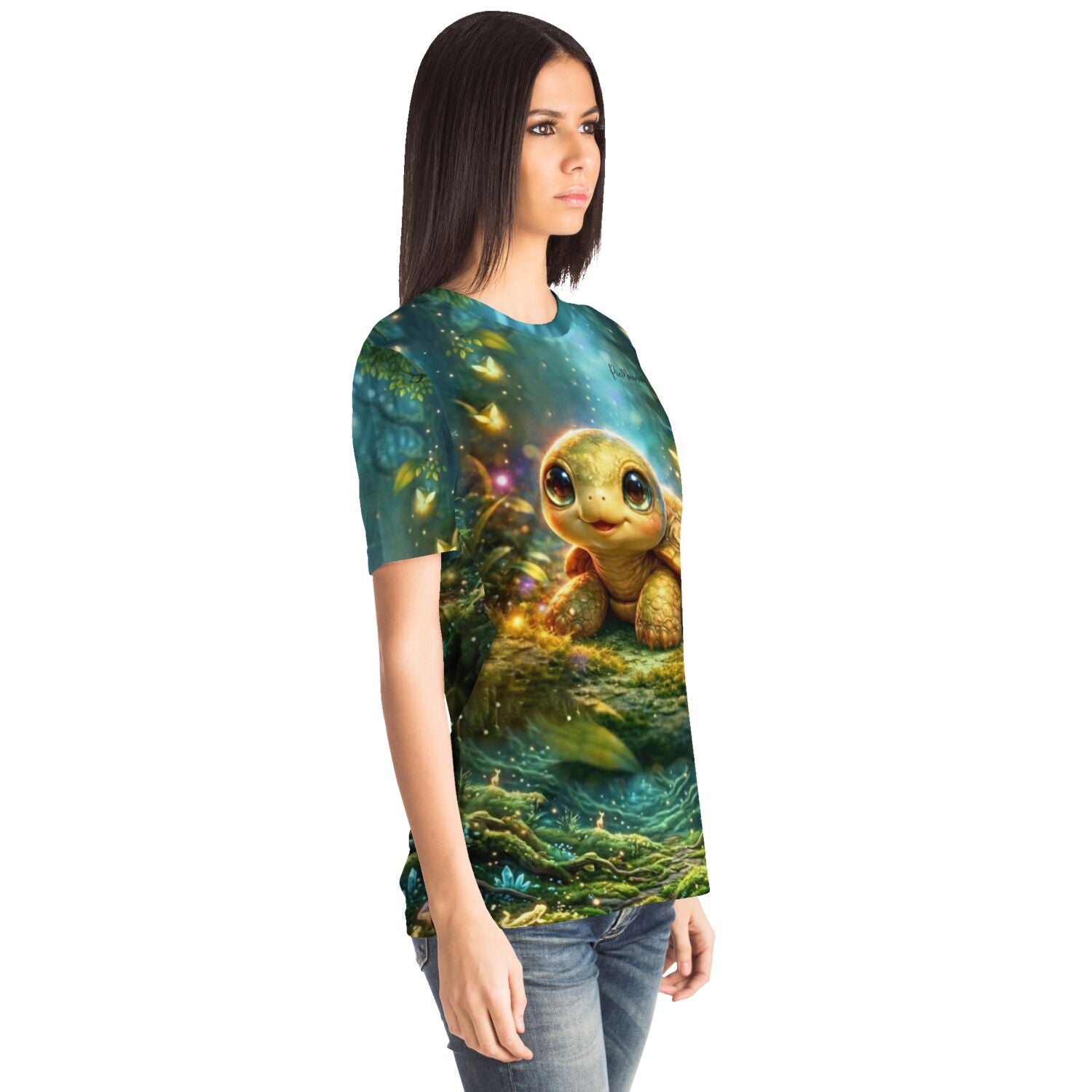 Dreamer T-Shirt mit süßem Schildkröten-Motiv, inspiriert von magischen Diamond Painting und Malen nach Zahlen Designs.