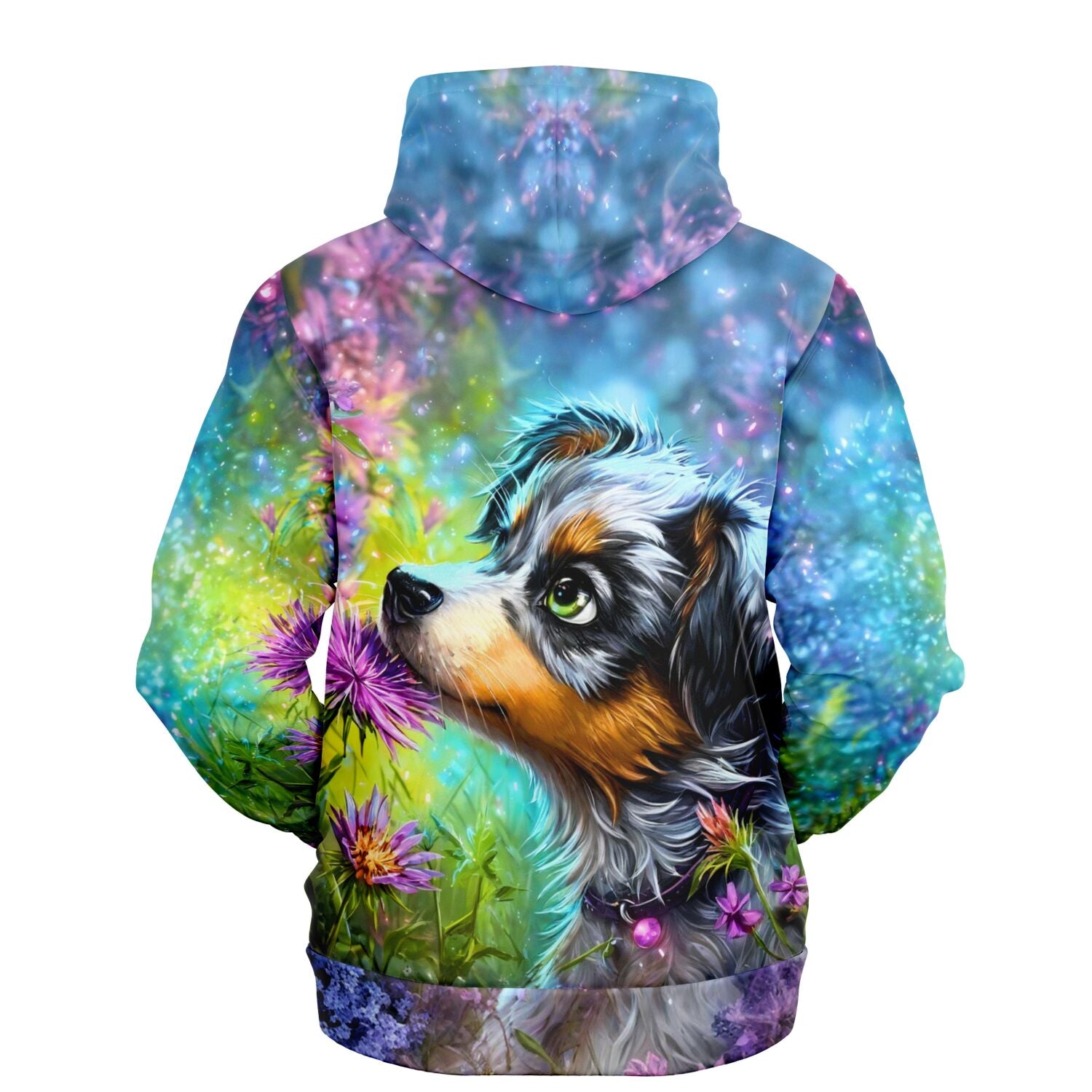 Dreamer Hoodie mit farbenfrohem Hunde-Motiv, perfekt für Fans von Malen nach Zahlen und Diamond Painting Designs