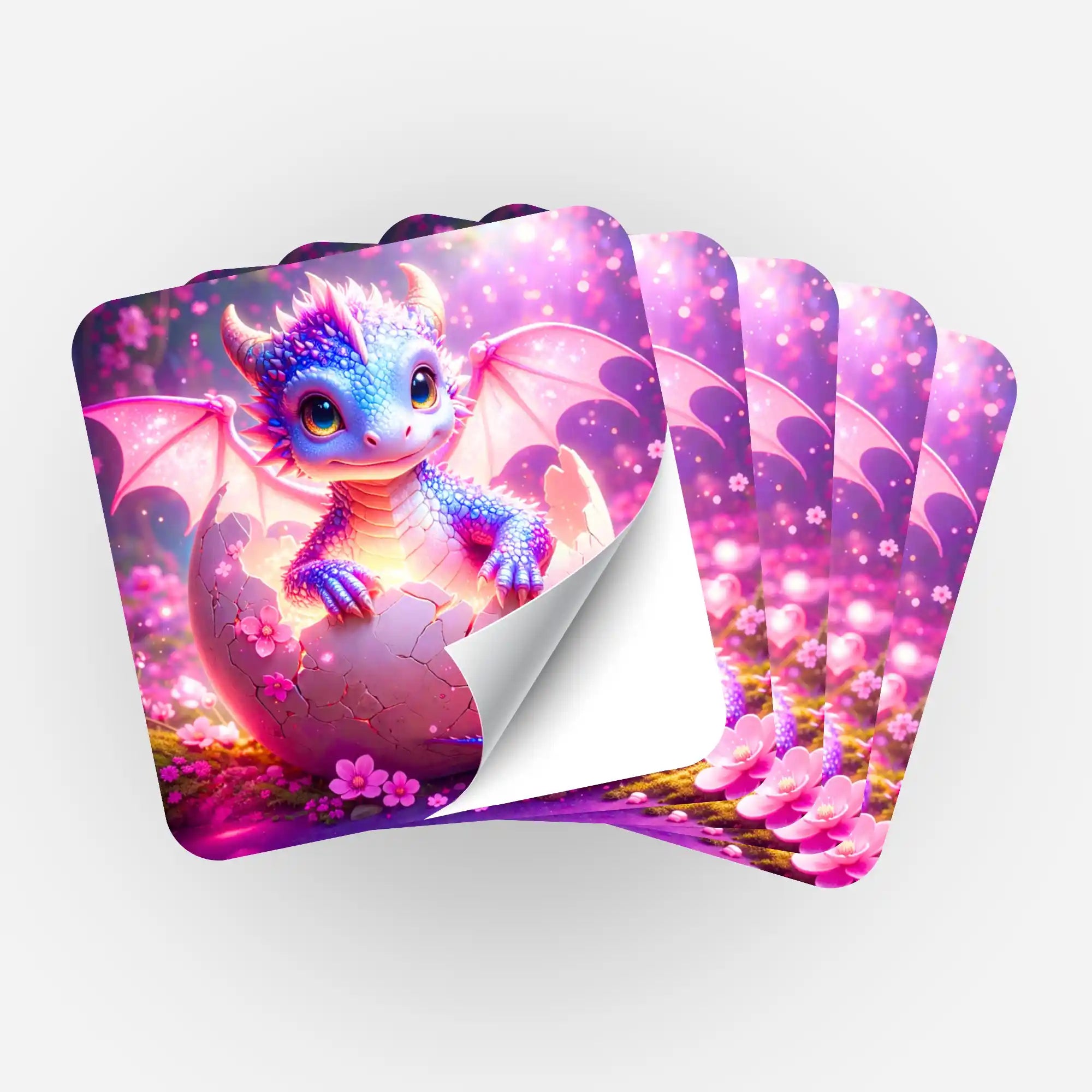 Dragon Sunny 5er-Set Aufkleber für Diamond Painting Organisation mit süßem Drachen Motiv in bunten Farben