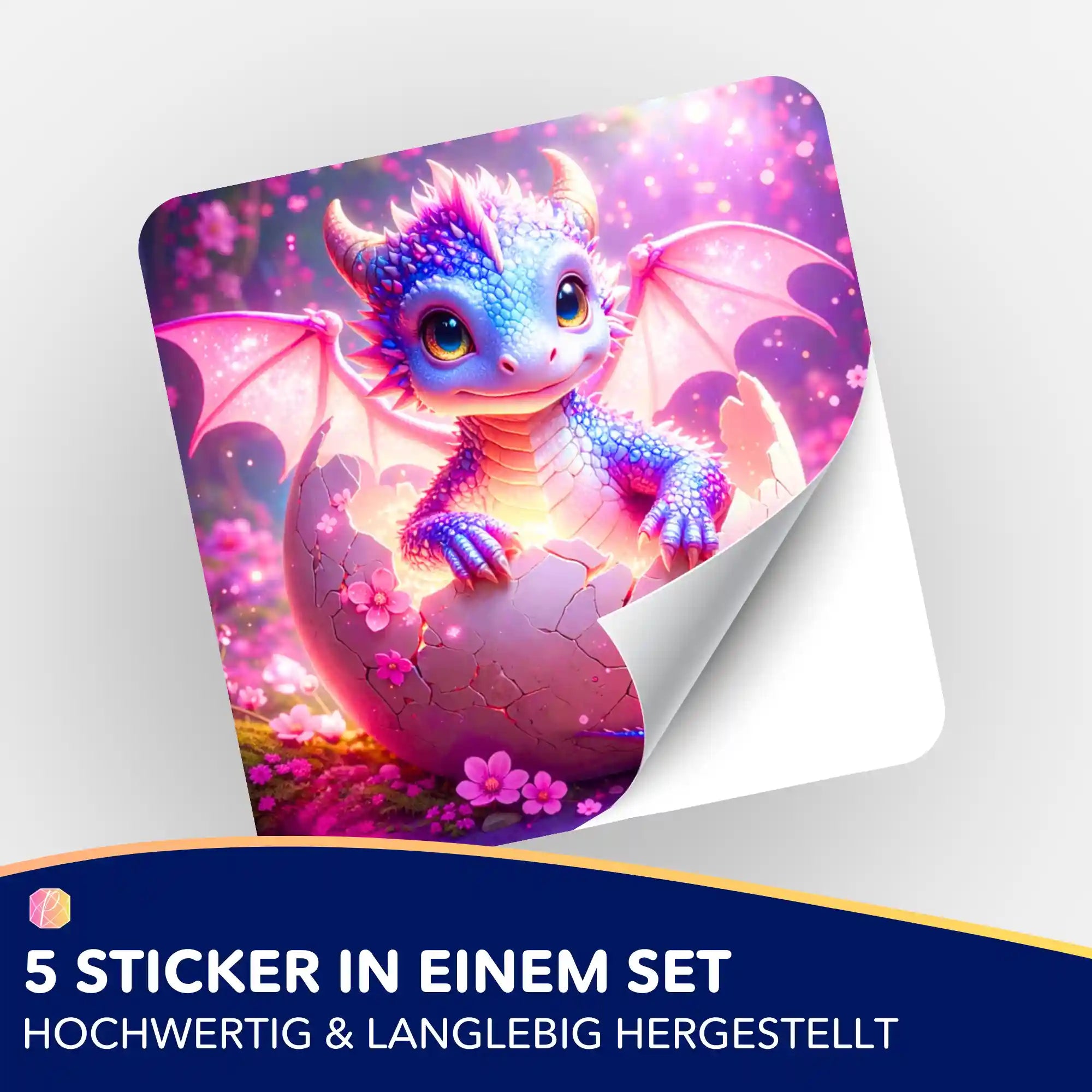 Dragon Sunny Sticker Set für Diamond Painting und Malen nach Zahlen Organisation: süßer Drache mit leuchtenden Farben