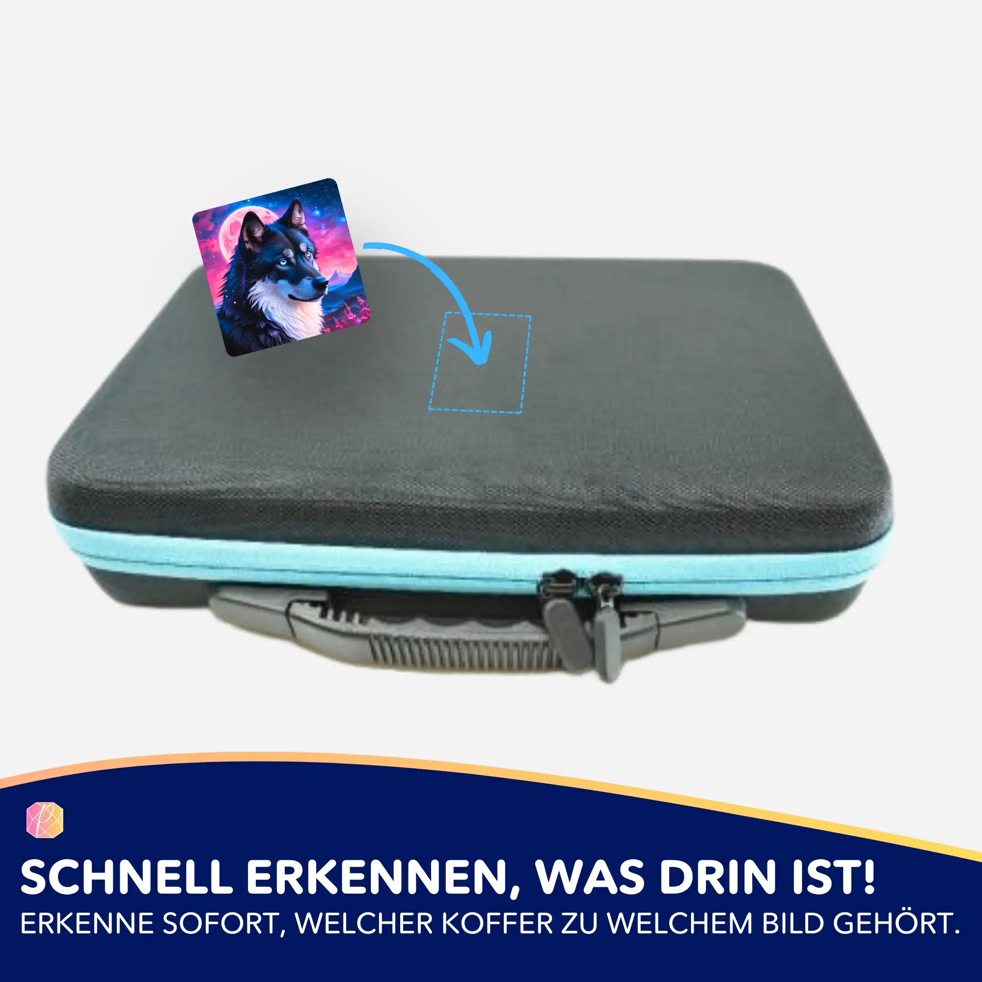 Picmondoo Aufkleber für Diamond Painting Koffer zur Organisation von DIY-Sets mit Wolf Motiv Unter dem Erdbeermond