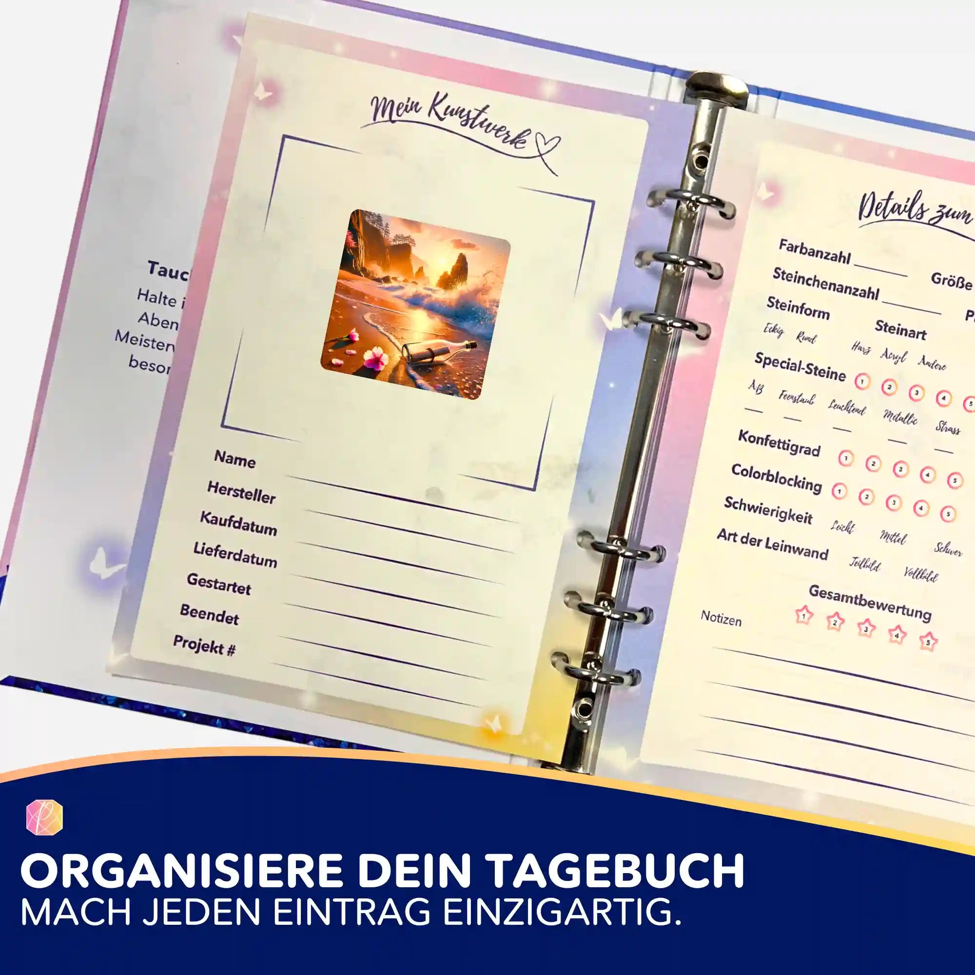 5er-Set Aufkleber Was das Meer bewahrt für dein Diamond Painting Tagebuch zur Organisation deiner Kunstwerke