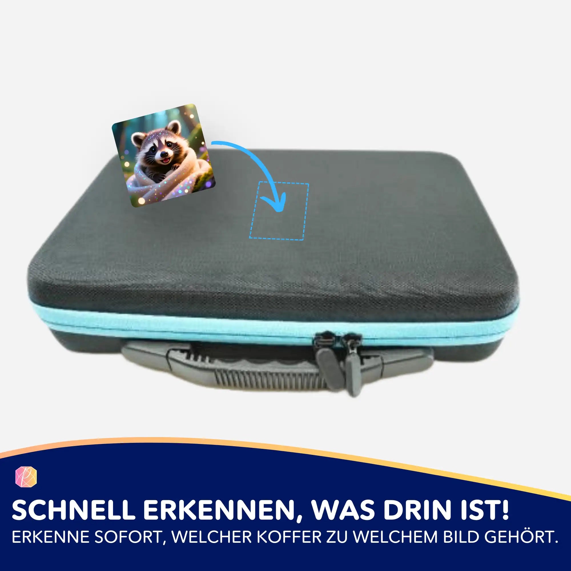 Waschbär-Aufkleber für Diamond Painting Koffer zur Organisation von Zubehör passend zum Diamond Painting Motiv