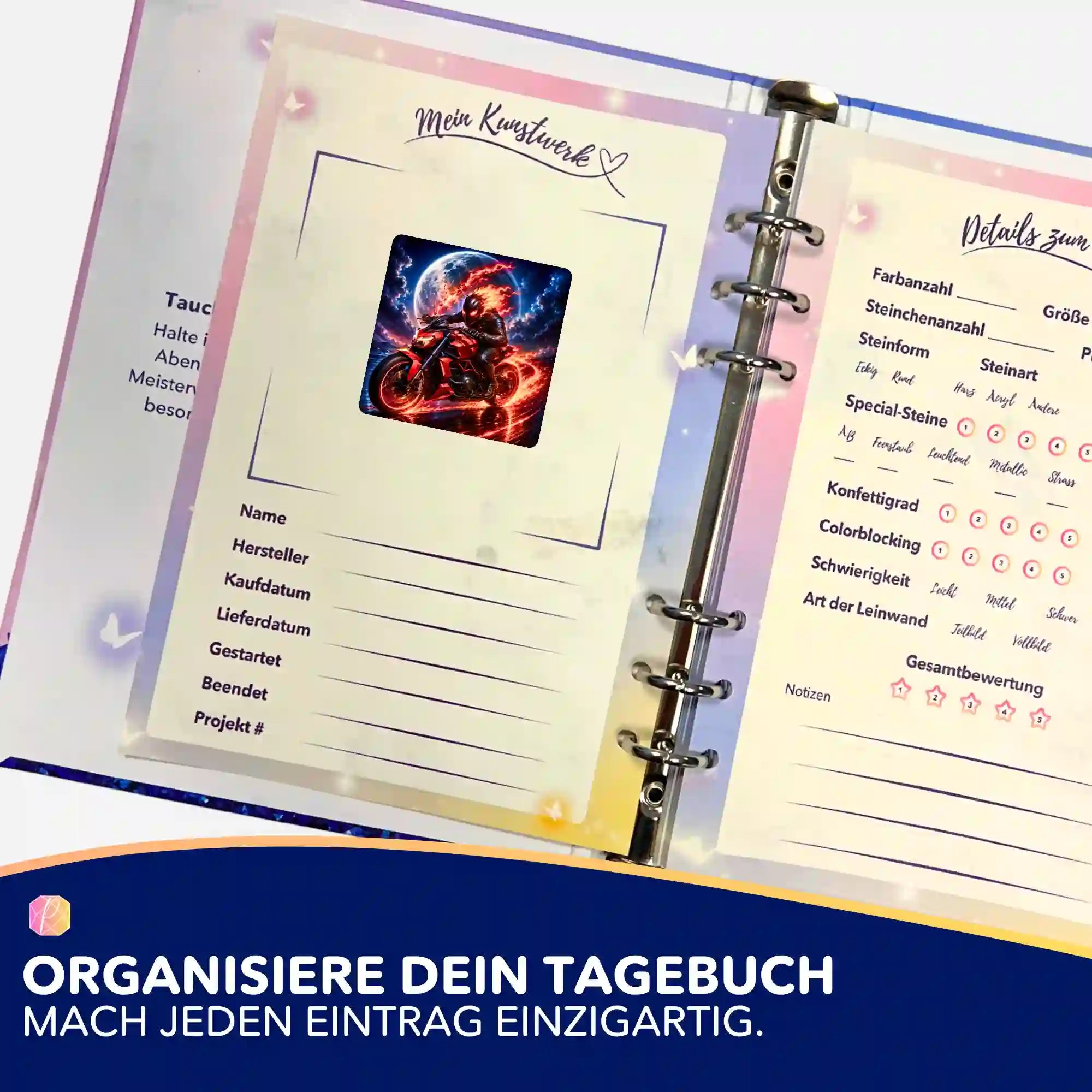 Grenzgänger Aufkleber-Set für Diamond Painting Tagebuch zur Organisation von DIY-Projekten