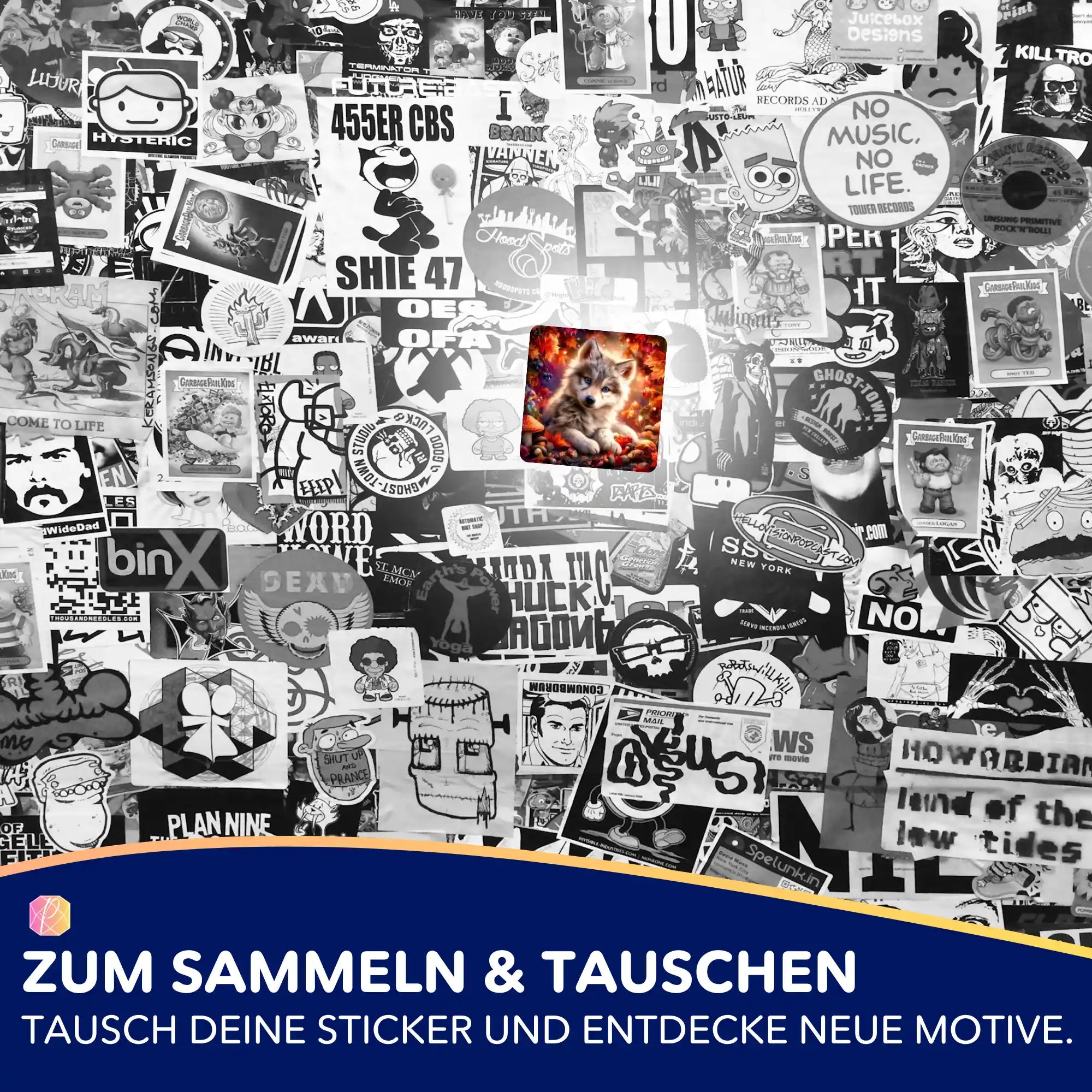 Picmondoo Sticker-Set zur Organisation von Diamond Painting und Malen nach Zahlen Projekten mit niedlichem Wolf-Motiv