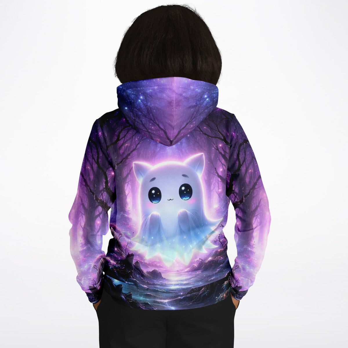 Dreamer Hoodie in Glowy Limited Edition mit süßem Geist-Motiv im magischen Wald Design für Fans von Diamond Painting