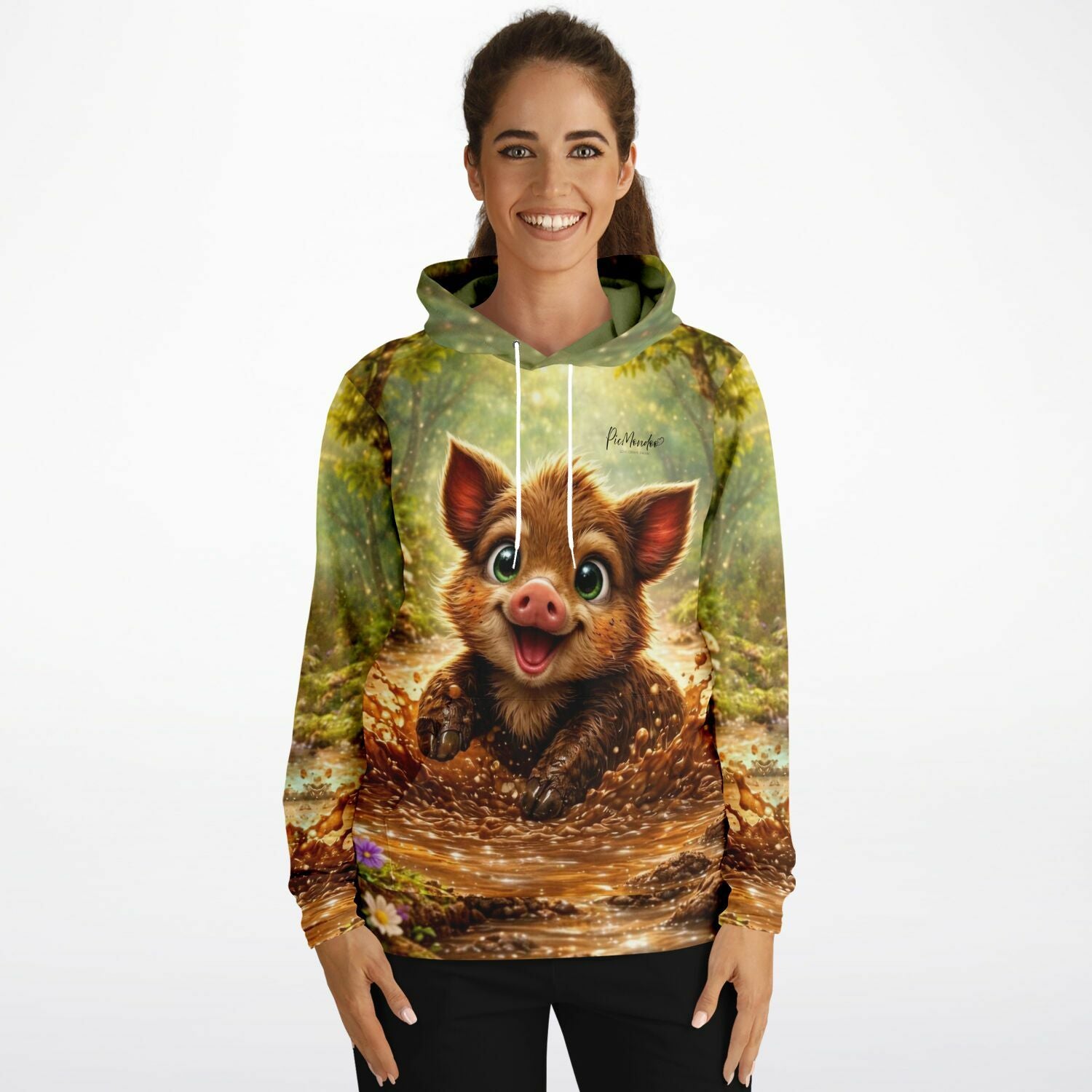 Dreamer Hoodie mit süßem Wildschwein-Motiv im Schlamm, perfekt für Fans von Diamond Painting und Malen nach Zahlen
