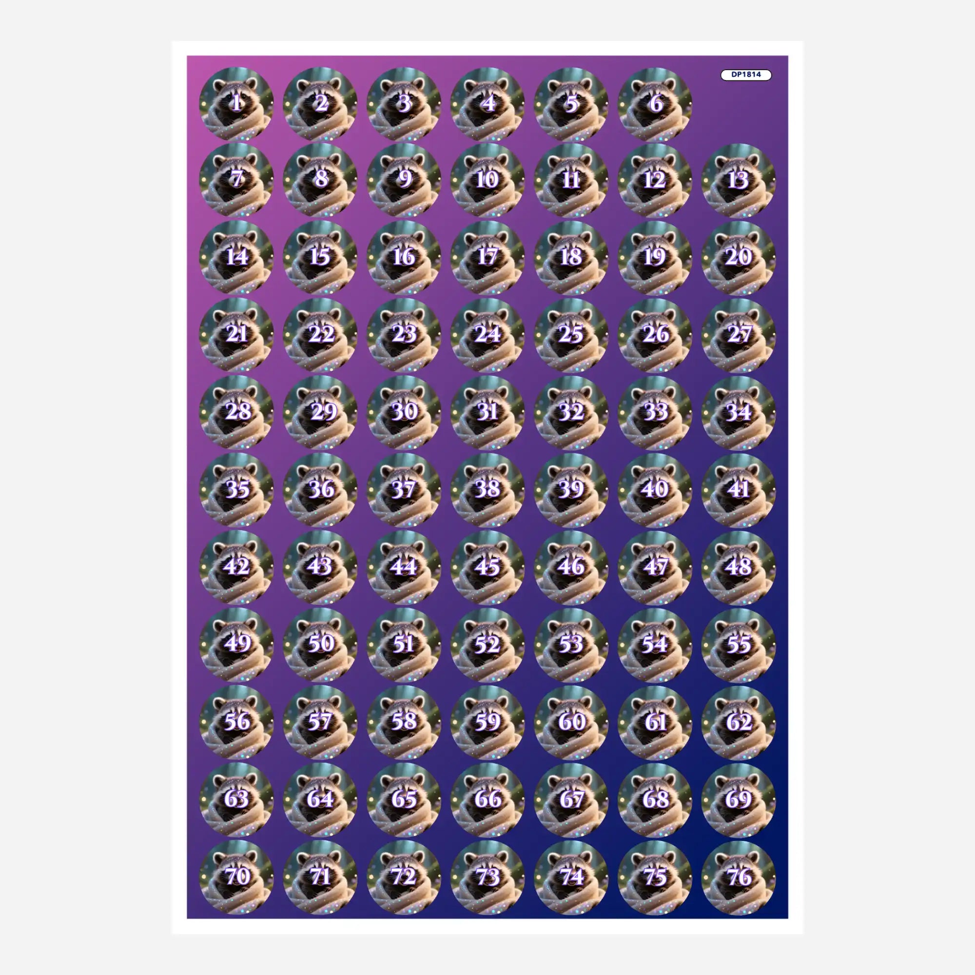 Döschenaufkleber Waschbär für Diamond Painting Zubehör zur Ordnung von Steinfarben