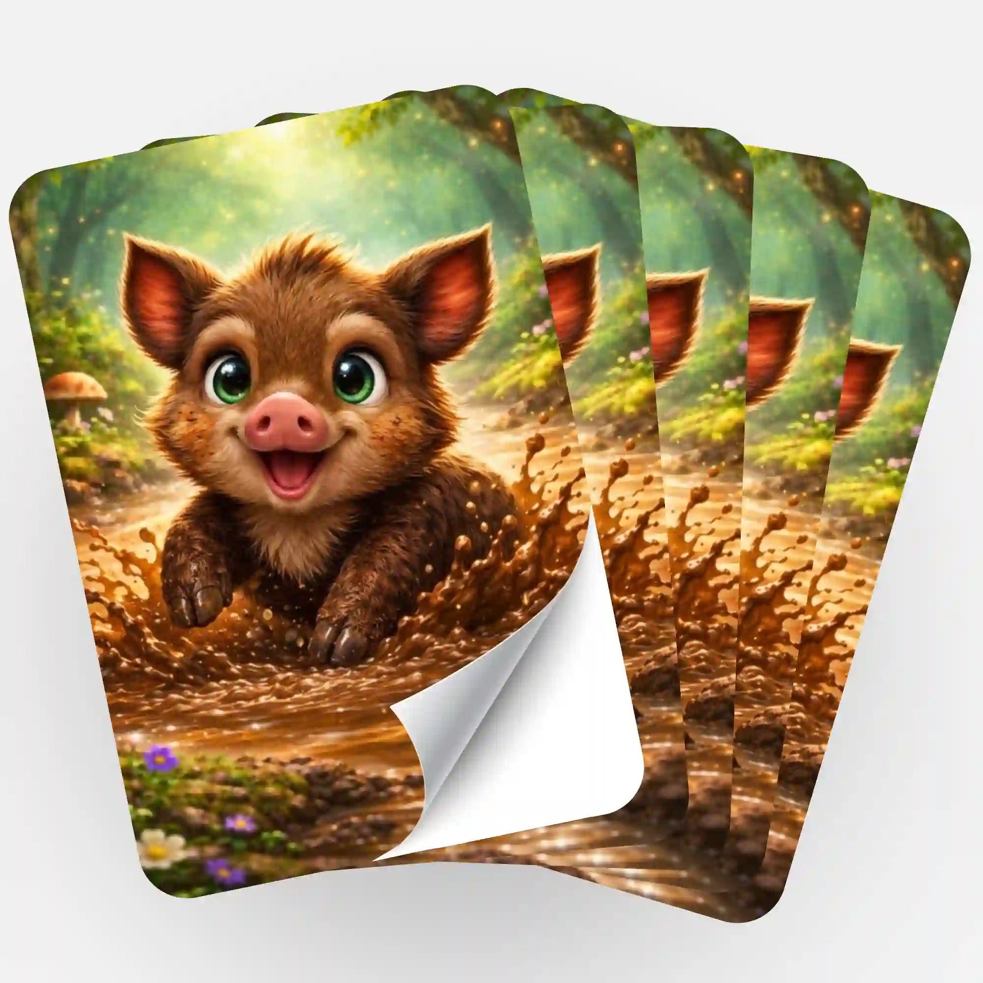 Picmondoo 5er-Set Sticker Pfützenglück mit süßem Wildschwein-Motiv für Diamond Painting Zubehör