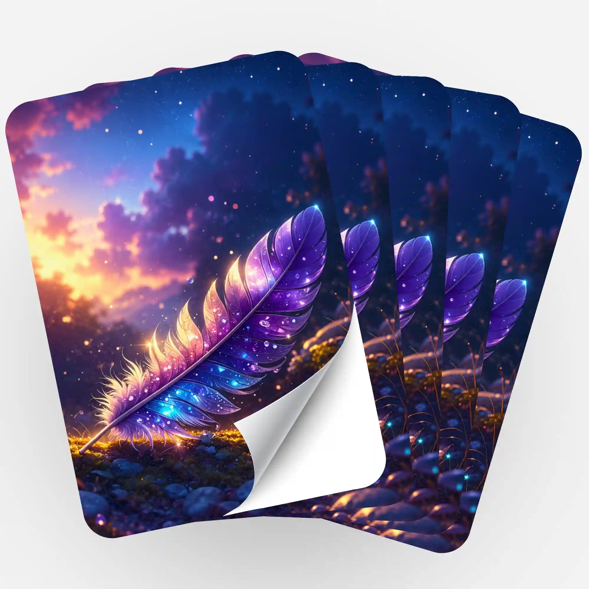 5er-Set Sticker Feder im Sternenlicht zur Organisation von Diamond Painting Zubehör und Bastelsets