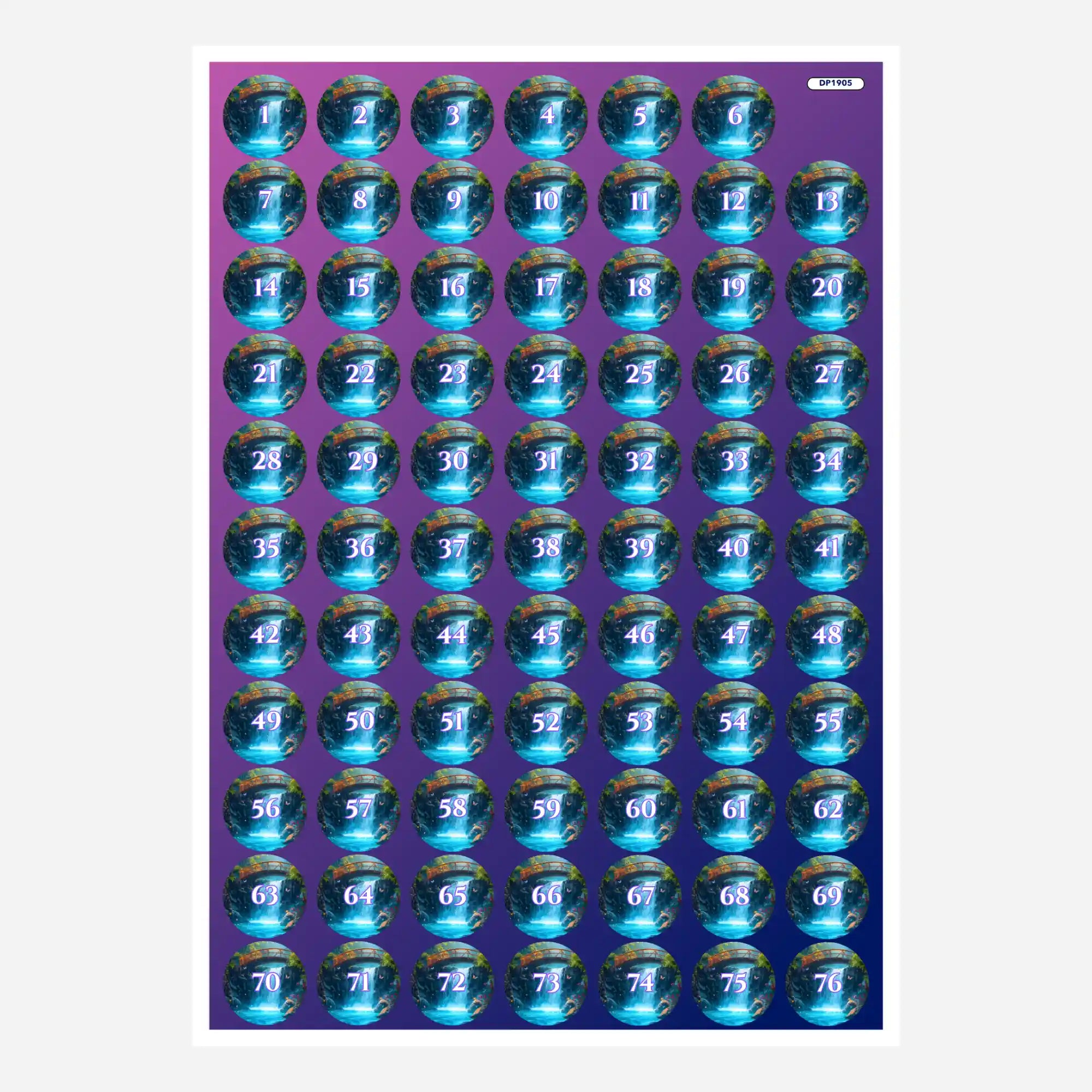 Döschenaufkleber-Set für Diamond Painting Zubehör mit Zahlen von 1 bis 76 zur Organisation von Diamanten-Steinen