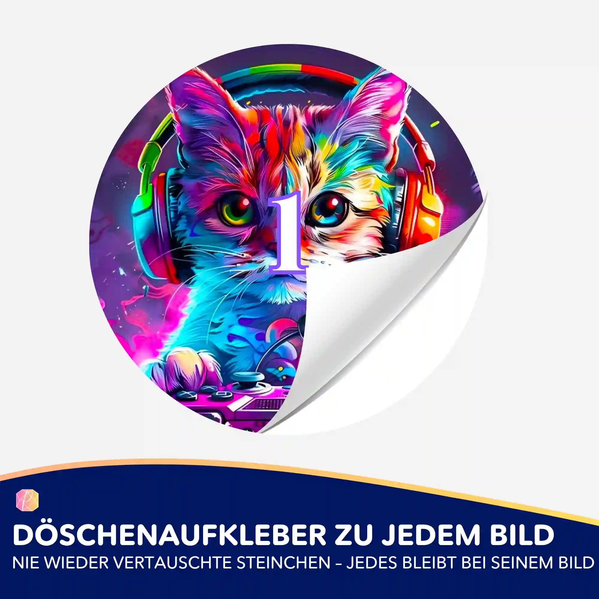 Döschenaufkleber - Colorful gaming Cat