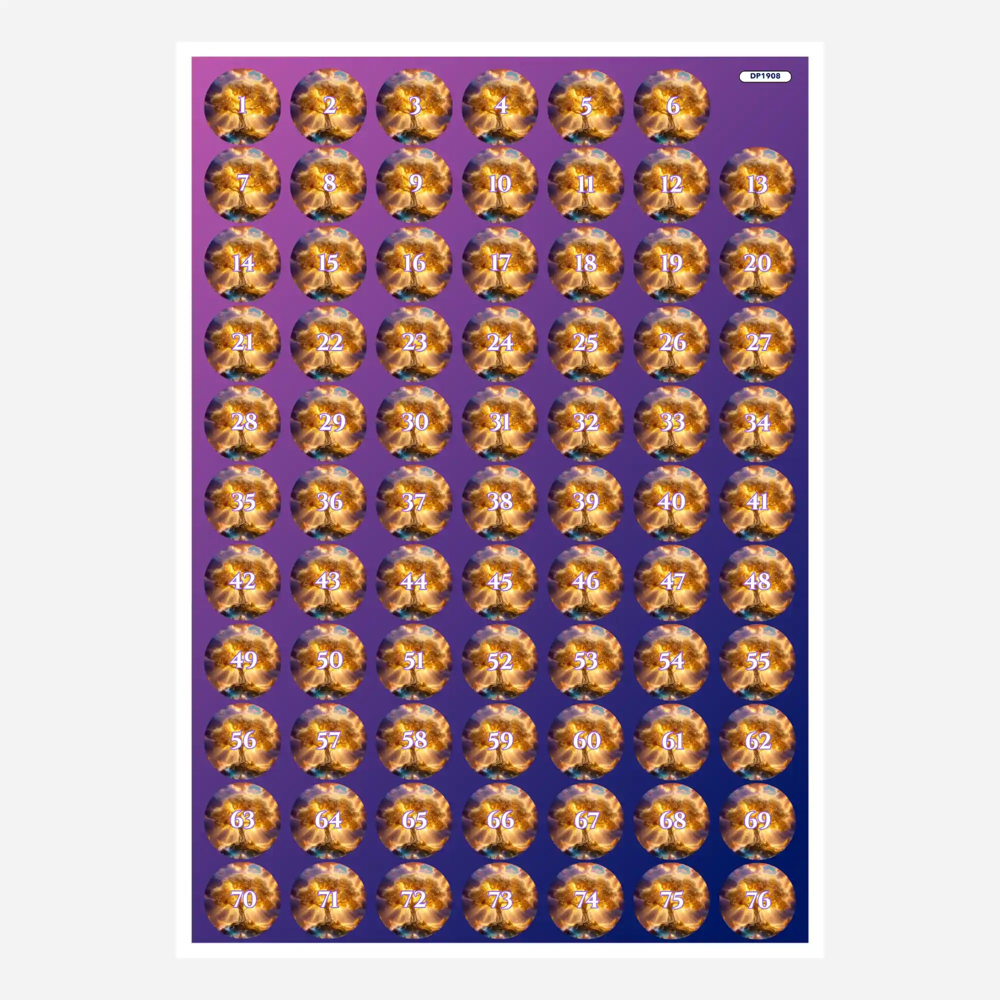 Döschenaufkleber Der goldene Weltenbaum zur Organisation effizienter Diamond Painting Zubehör Sets für Steinfarben