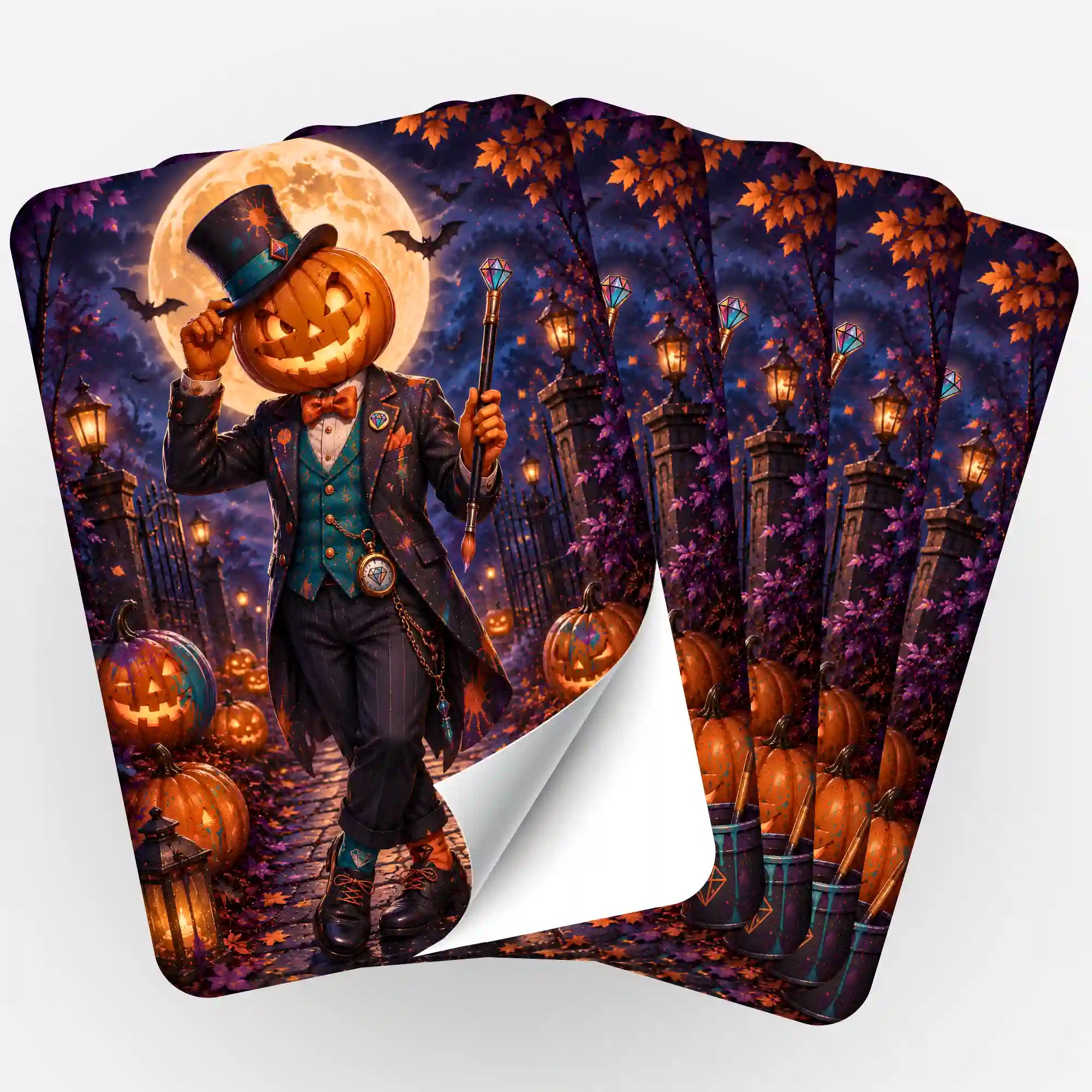 5er-Set Sticker mit herbstlichem Kürbis-Motiv zur Organisation für dein Diamond Painting Zubehör