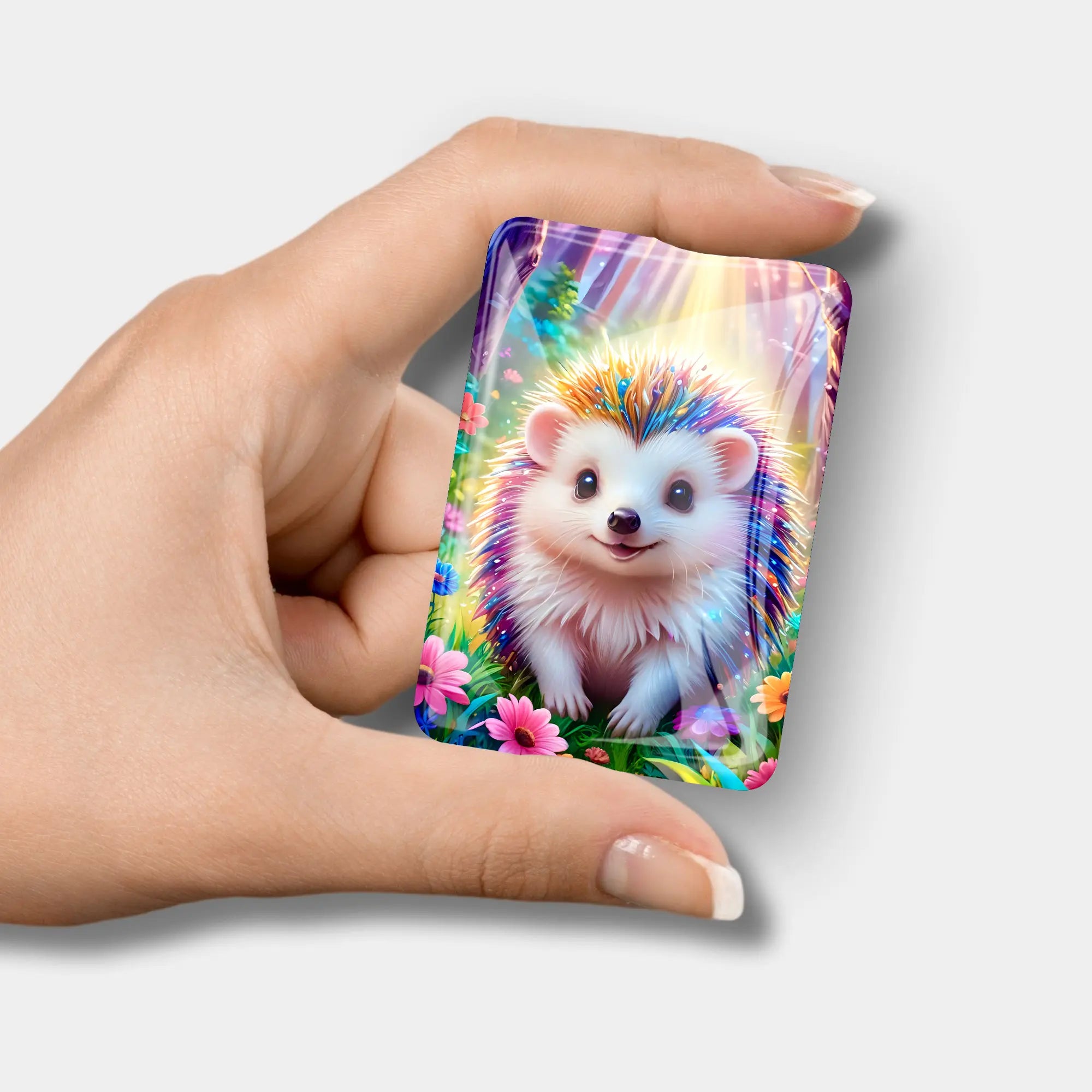 Igel Stups Glas-Coverminder mit buntem Motiv als praktisches Zubehör für dein Diamond Painting Set