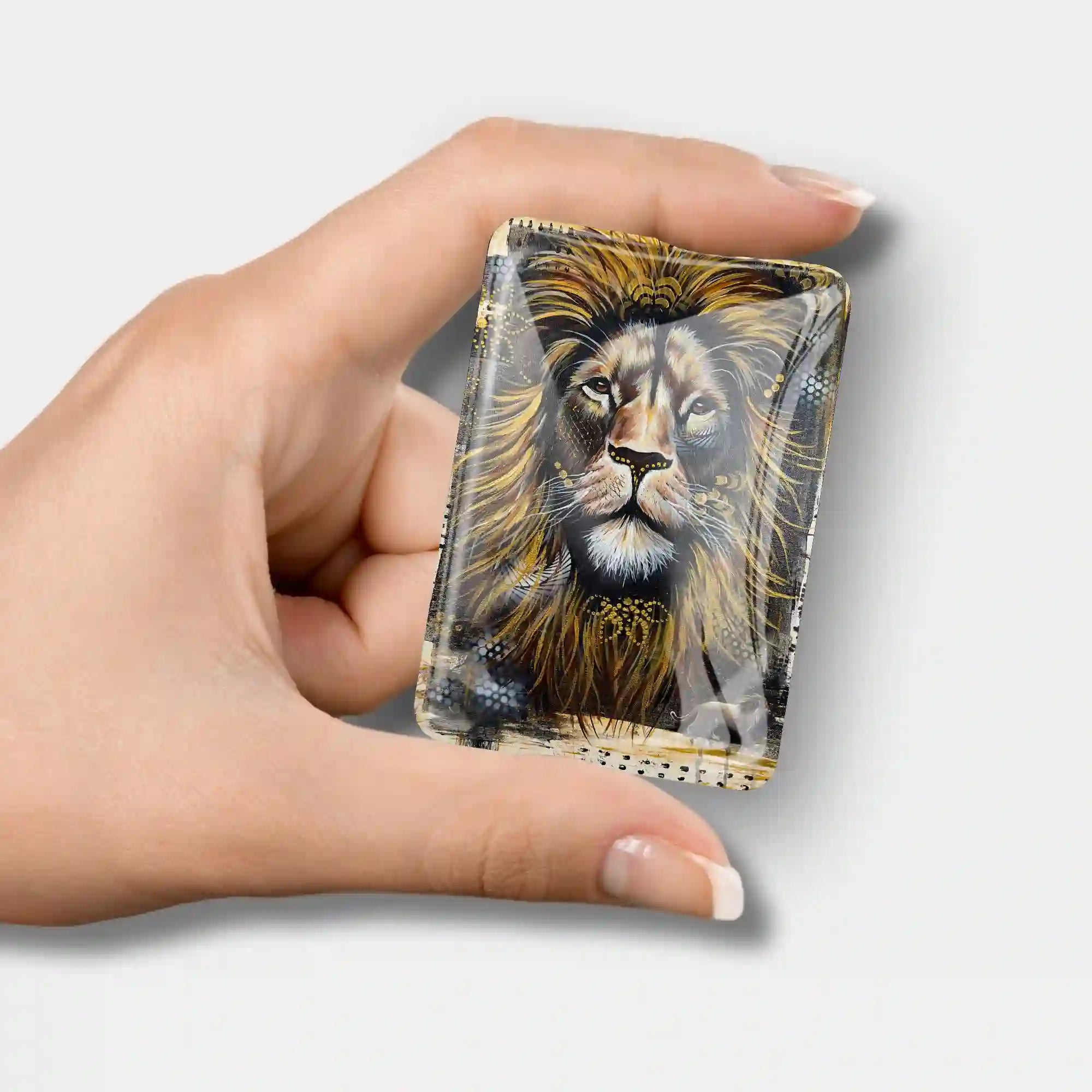 Glas Cover Minder mit Löwen-Motiv Erbe des Feuers als praktisches Zubehör für Diamond Painting und Bastelsets