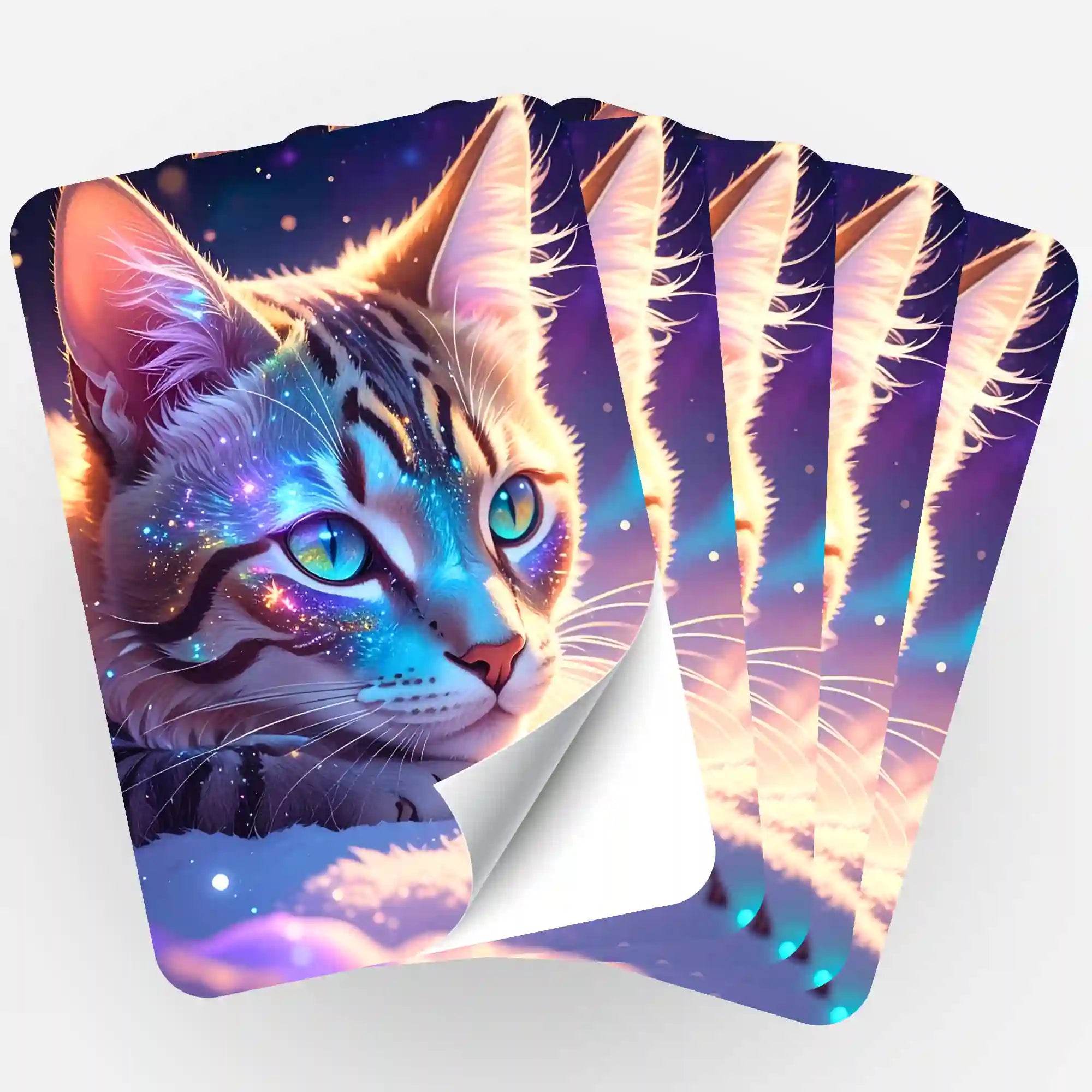 5er-Set Sticker mit Samtpfote Motiv für Diamond Painting und Bastelzubehör – farbenfrohe Katzen-Aufkleber mit Glanzeffekt