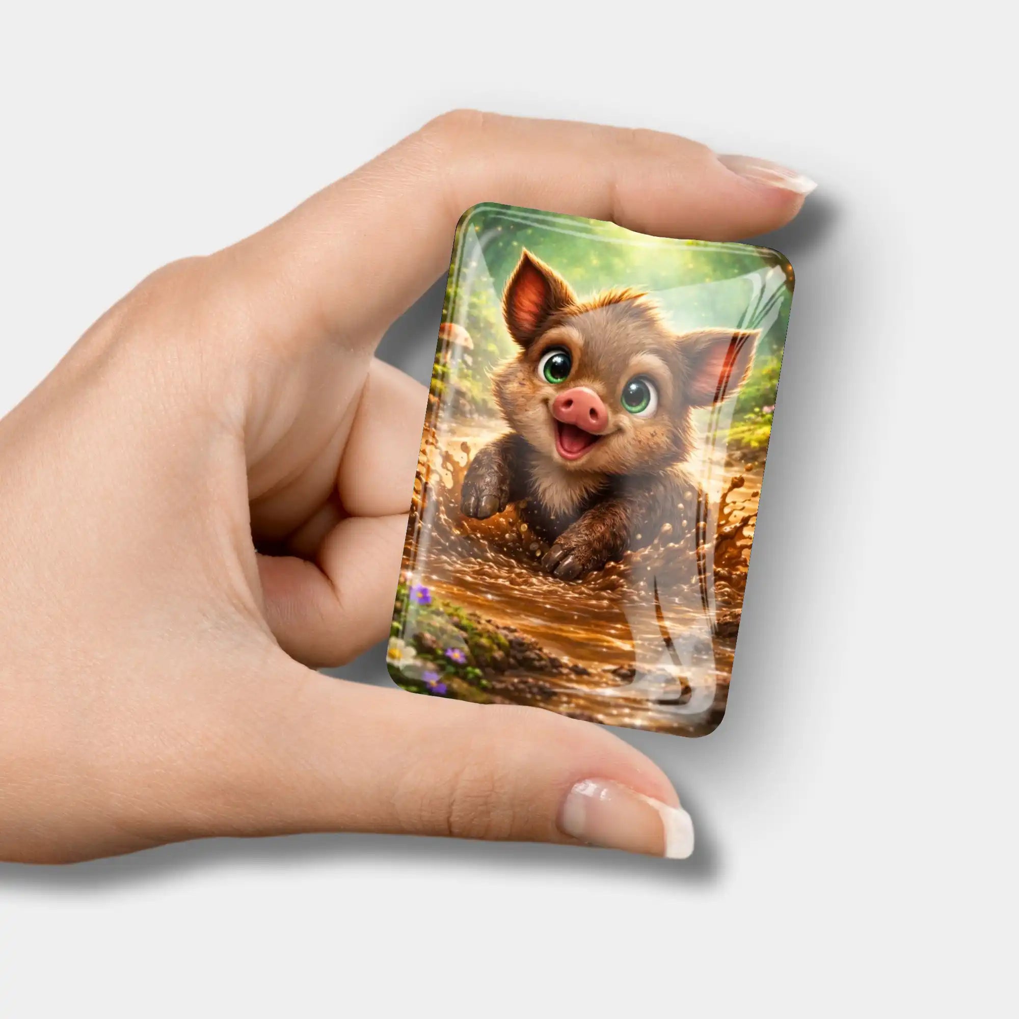 Diamond Painting Cover Minder Pfützenglück mit süßem Wildschwein-Motiv aus Glas als praktisches Bastel-Zubehör