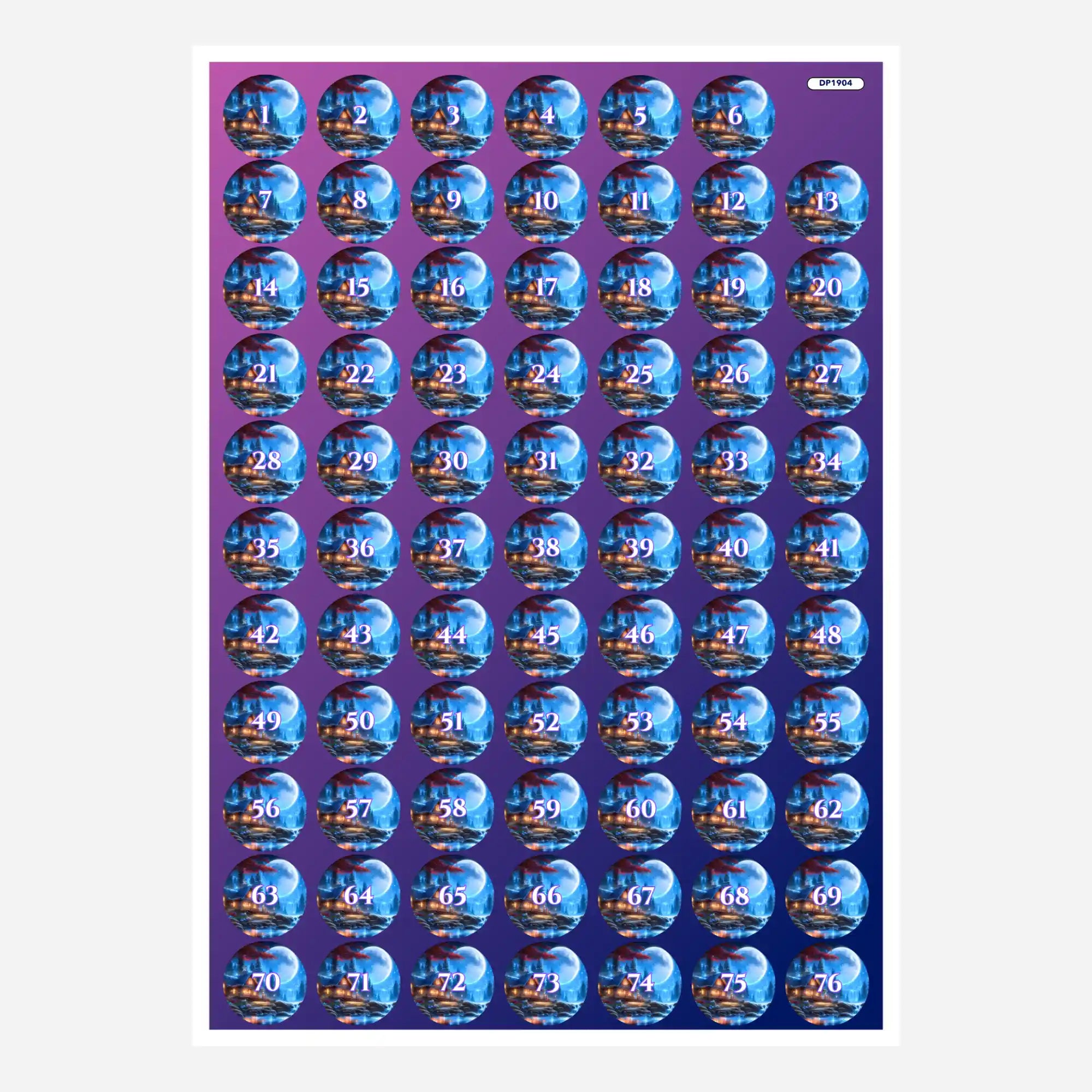Bogen mit runden Döschenaufklebern für Diamond Painting Zubehör zur Sortierung von Glitzersteinen, Motiv: Mondlicht