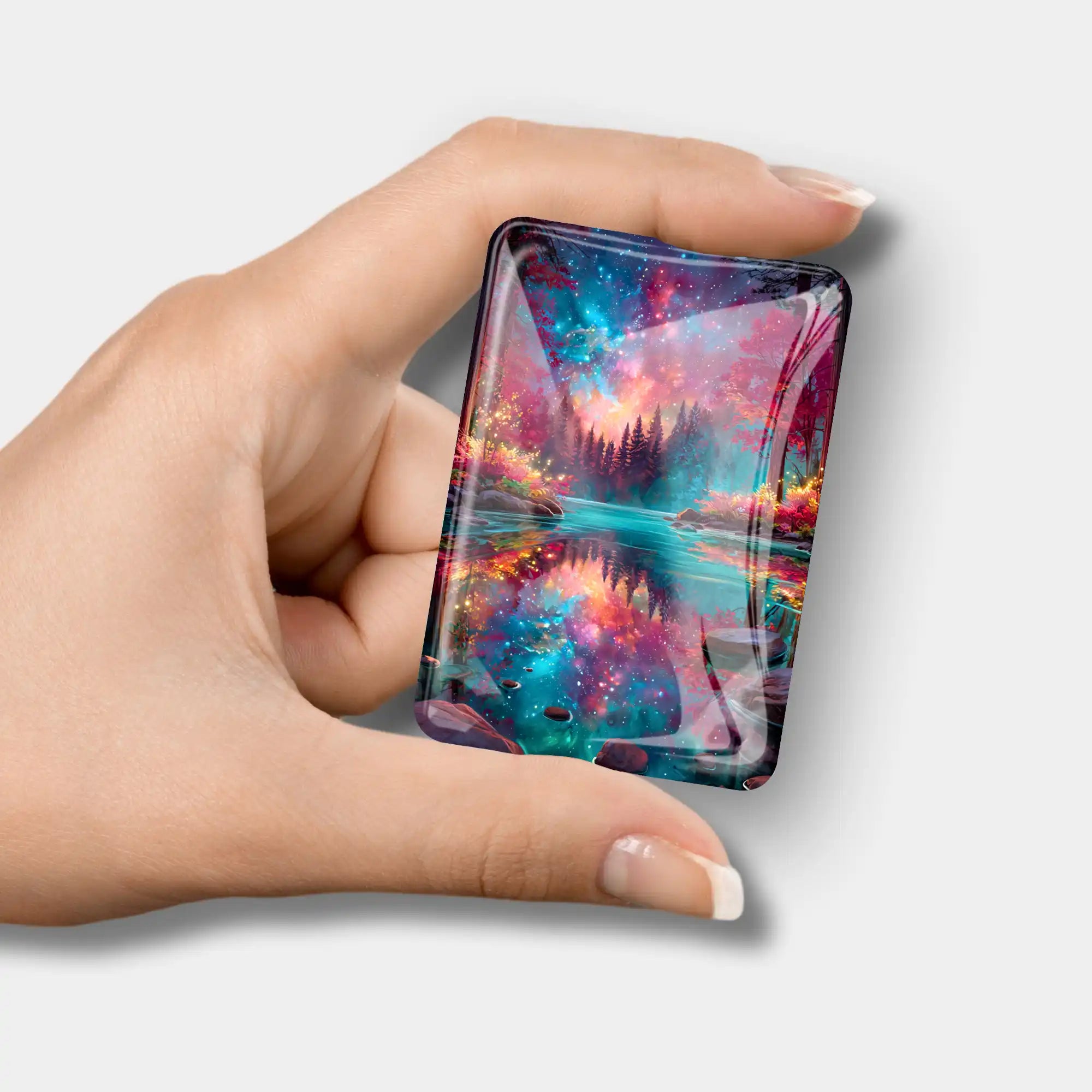Magischer Glas-Coverminder mit farbenfrohem Wald-Motiv für dein Diamond Painting Zubehör