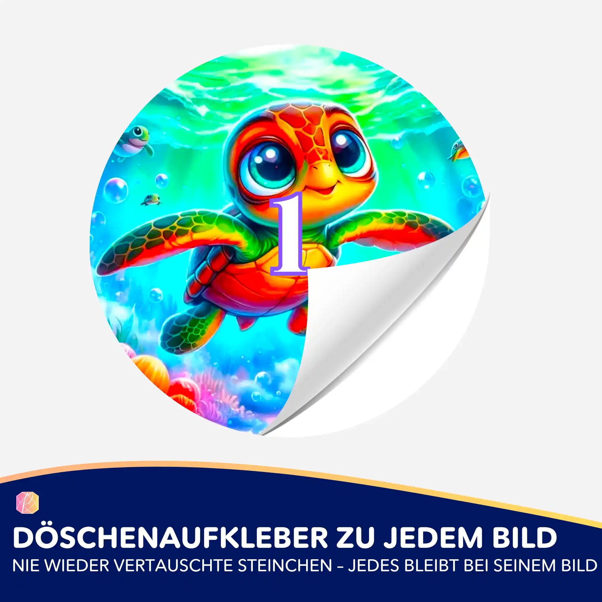 Döschenaufkleber - Lotta, die kleine Meeresschildkröte
