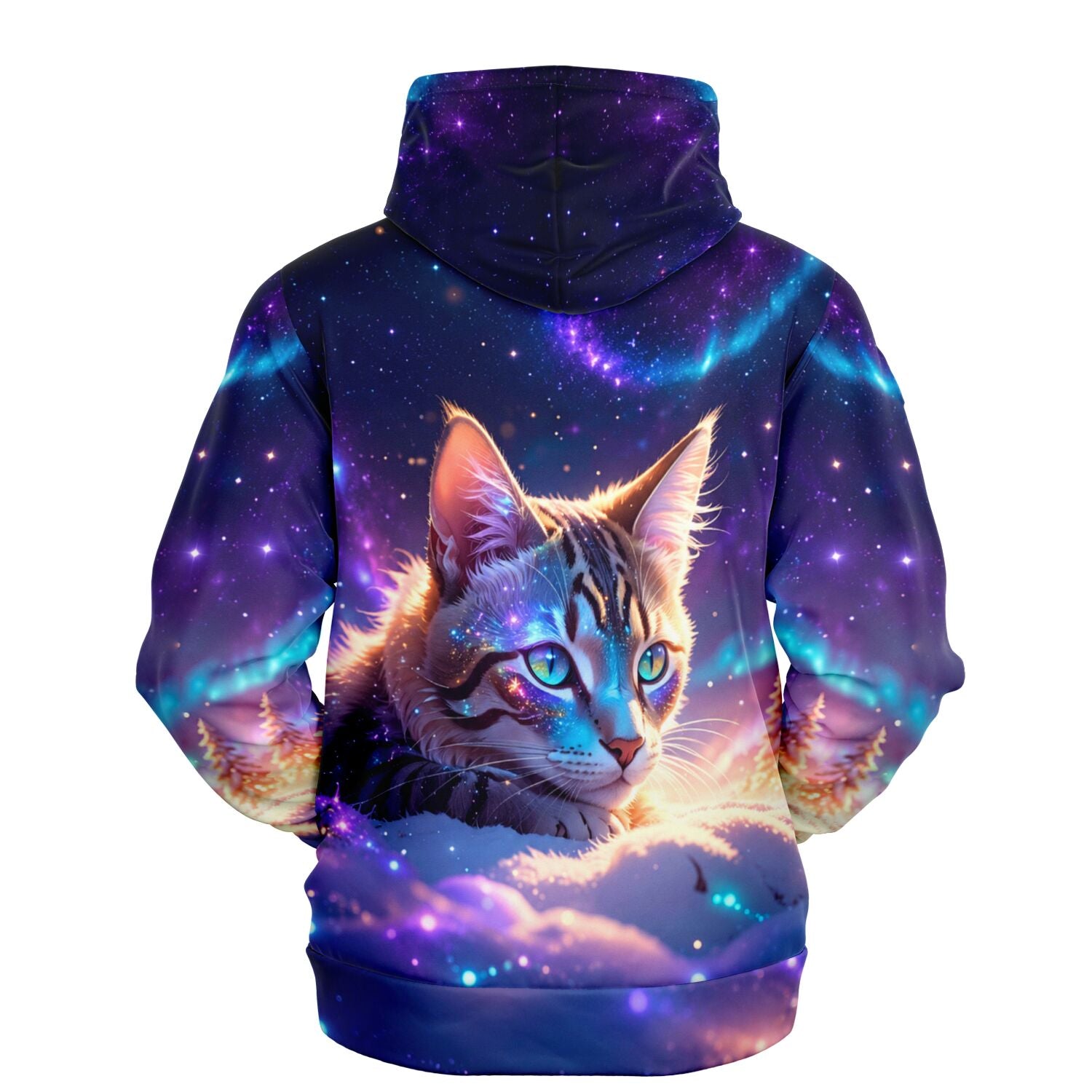 Dreamer Hoodie Samtpfote mit galaktischem Katzen-Motiv in leuchtenden Farben wie beim Diamond Painting