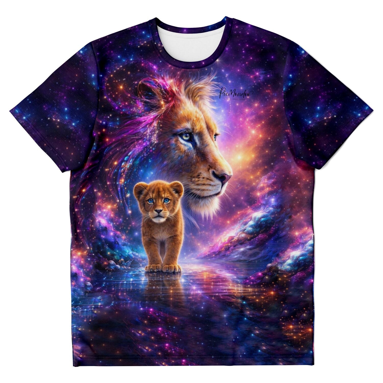 Dreamer T-Shirt mit Löwe und Löwenkind im Galaxie-Design, passend zu Diamond Painting und Malen nach Zahlen Motiven