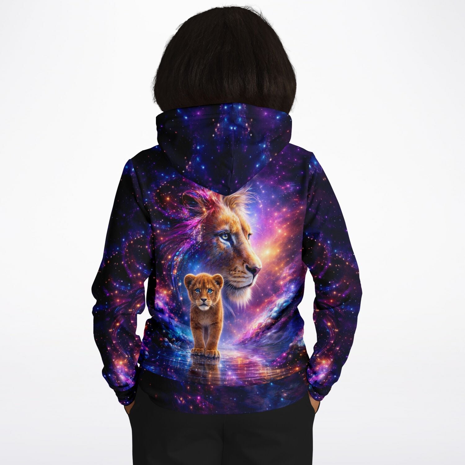 Hoodie mit Löwen-Motiv im Galaxie-Design, passend für Fans von Diamond Painting und Malen nach Zahlen für Erwachsene