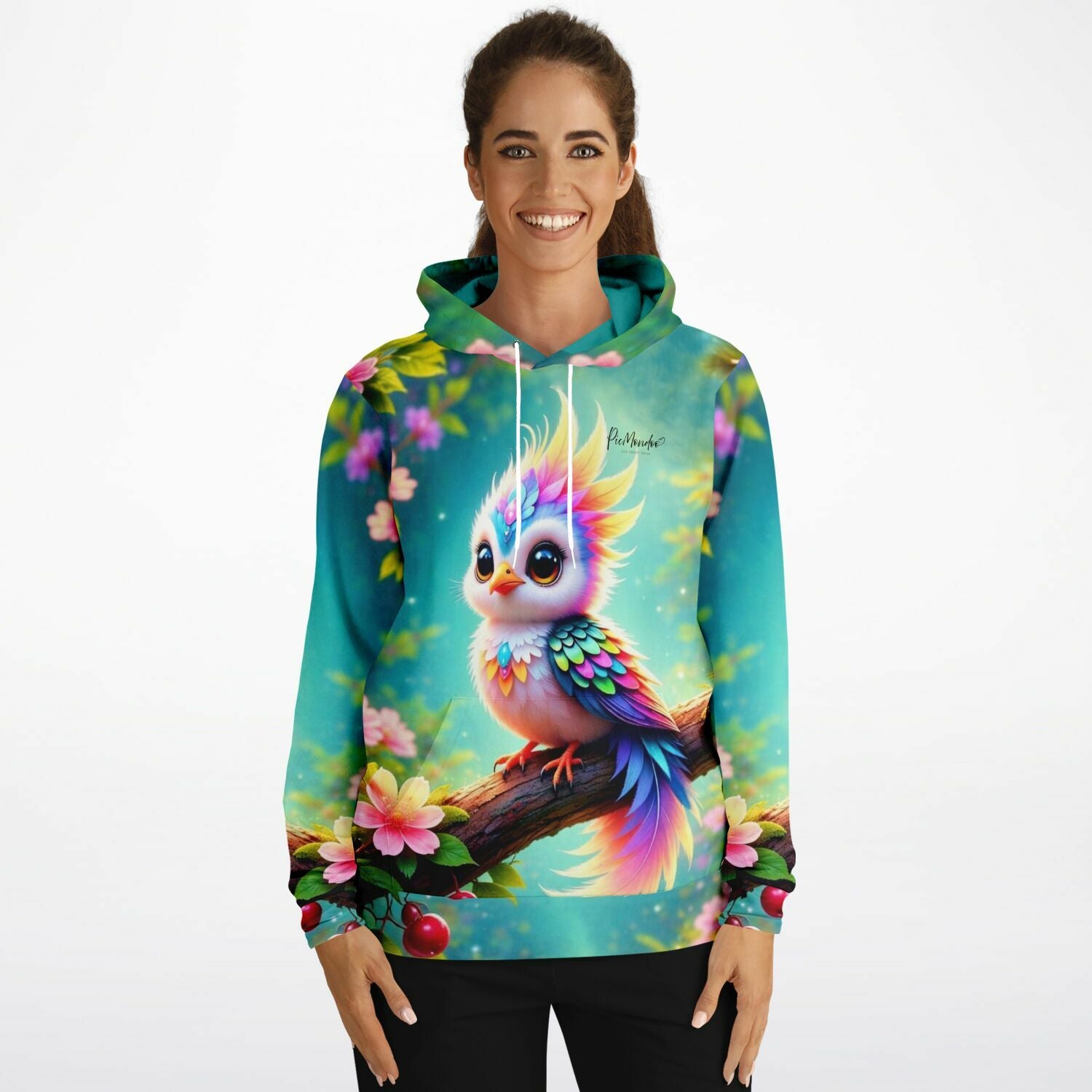 Dreamer Hoodie von Picmondoo mit buntem Vogel-Motiv im Stil von Diamond Painting und Malen nach Zahlen Designs