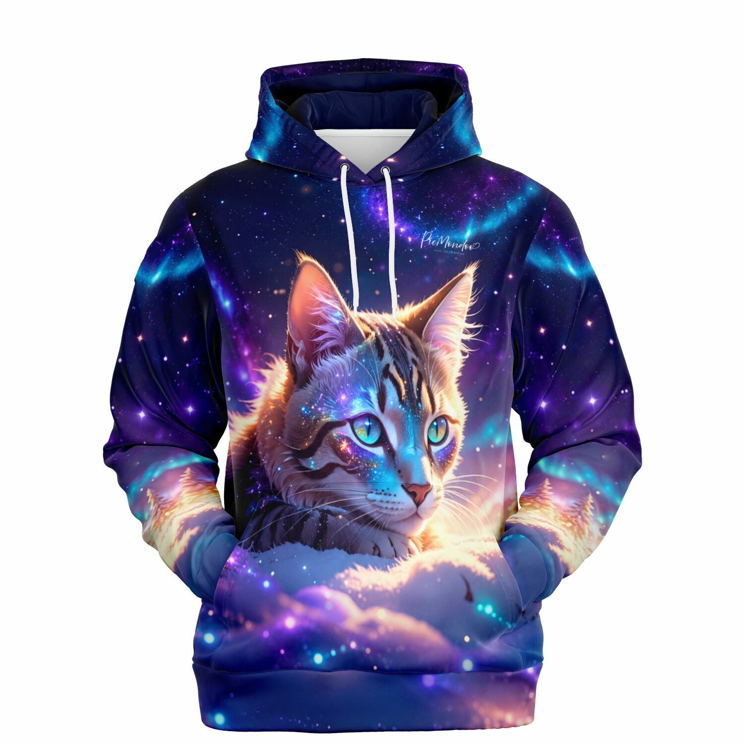 Dreamer Hoodie Samtpfote mit leuchtendem Katzenmotiv im Weltraum-Design für Fans von Diamond Painting und Kreativität