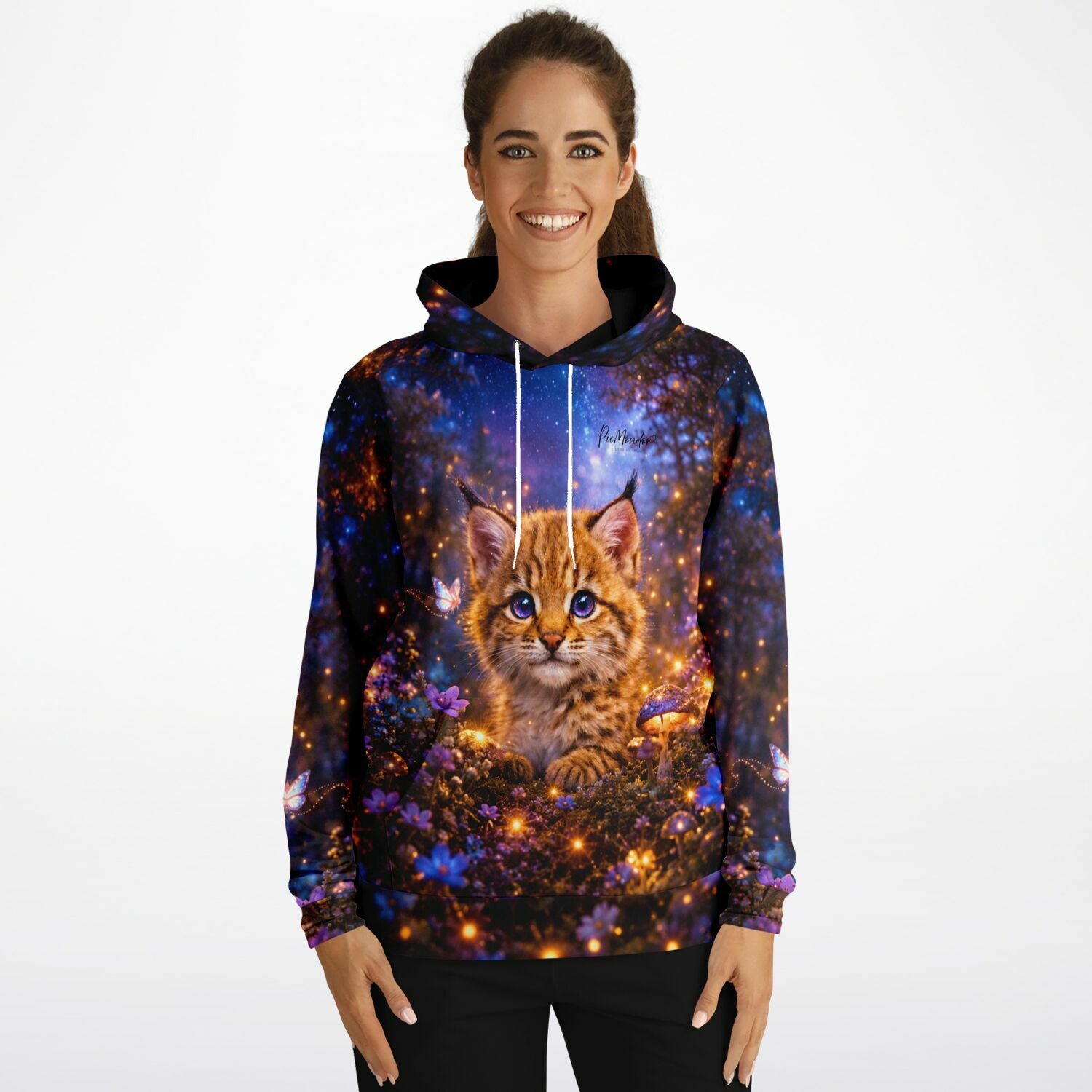 Dreamer Hoodie mit niedlichem Luchs-Motiv, inspiriert durch kunstvolle Diamond Painting und Malen nach Zahlen Designs.