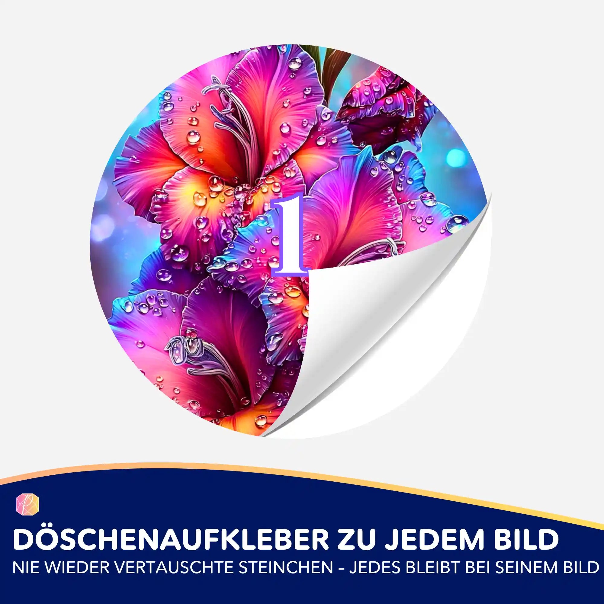 Bunte floraler Döschenaufkleber Morgentau für Diamond Painting Zubehör zur Ordnung der Steinchen-Sortierung