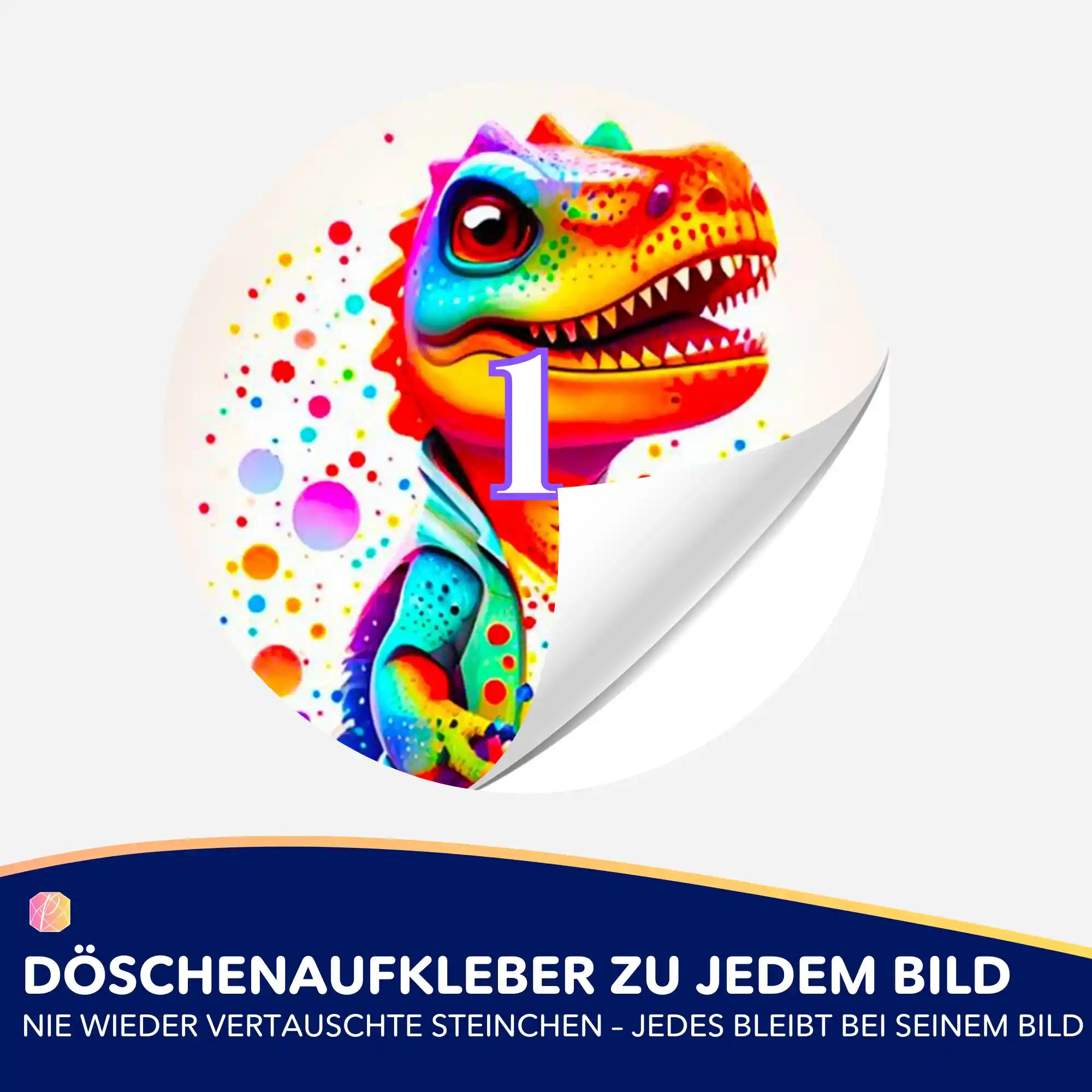 Döschenaufkleber - Kunterbunter Dinosaurier